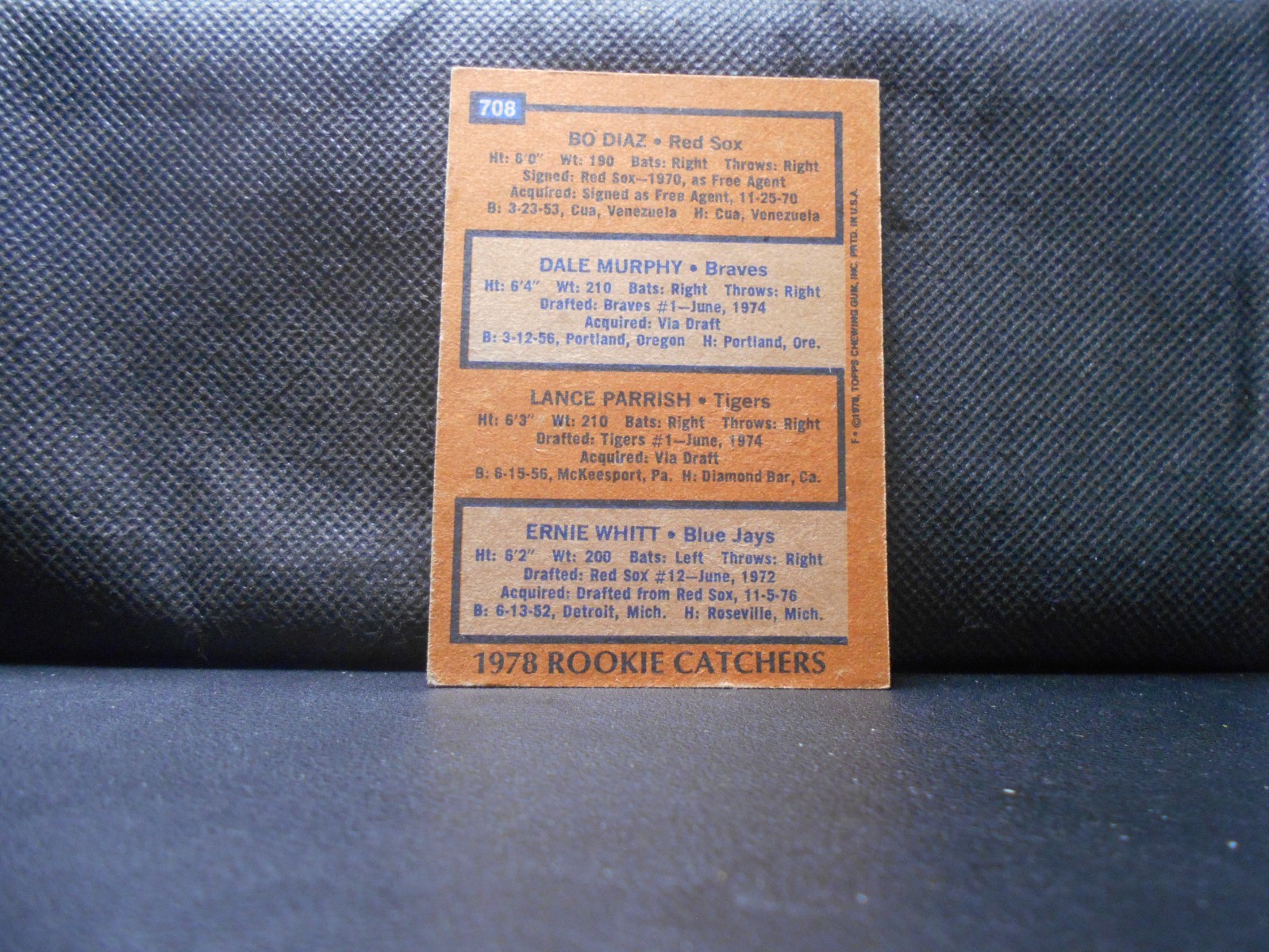 1978 Topps – Rookie Catchers Dale Murphy, Lance Parrish, Ernie Whitt #708 (RC)