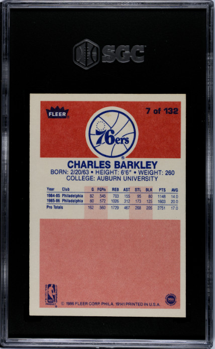 1986-87 Fleer #7 Charles Barkley SGC 6