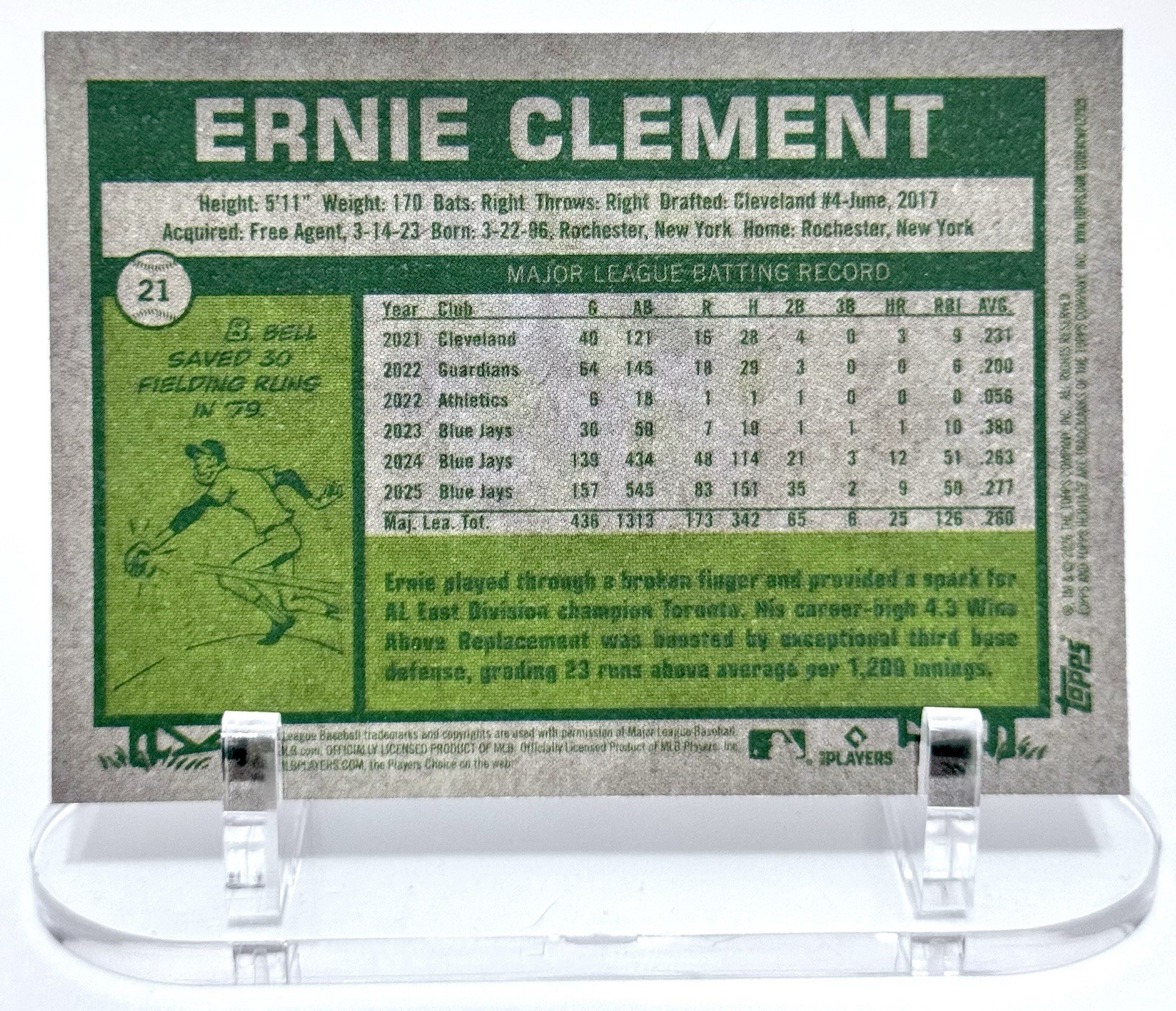 2026 Topps Heritage Chrome Ernie Clement Short Print SP #21 Toronto Blue Jays