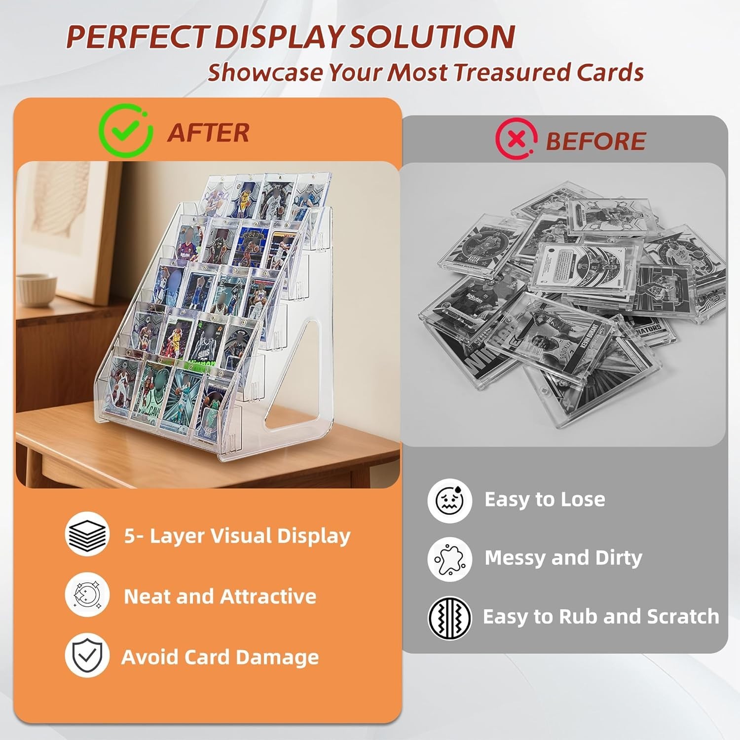 Acrylic Trading Card Display Stand 5 Tier Large Capacity Organizer for Collec…