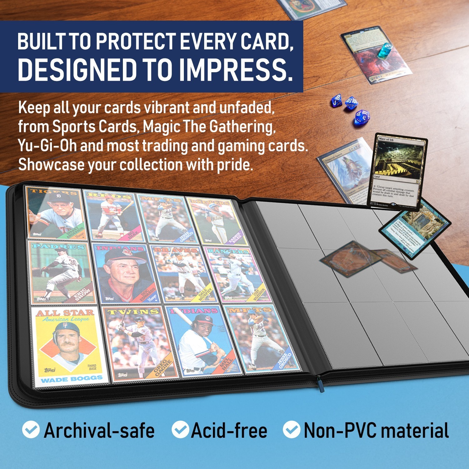 480 Cards Premium 12 Pocket Sideload Trading Card Binder, for Sports, TCG & MTG.