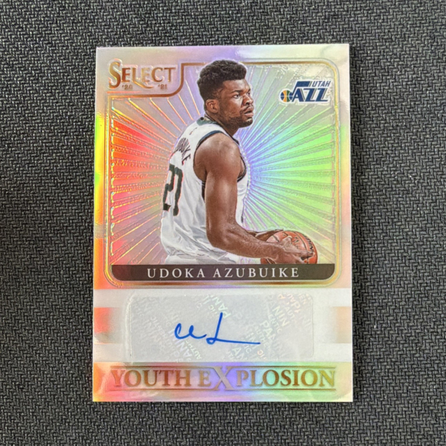 2020-21 Udoka Azubuike Panini Select Youth Explosion Auto #YES-UDO Utah Jazz