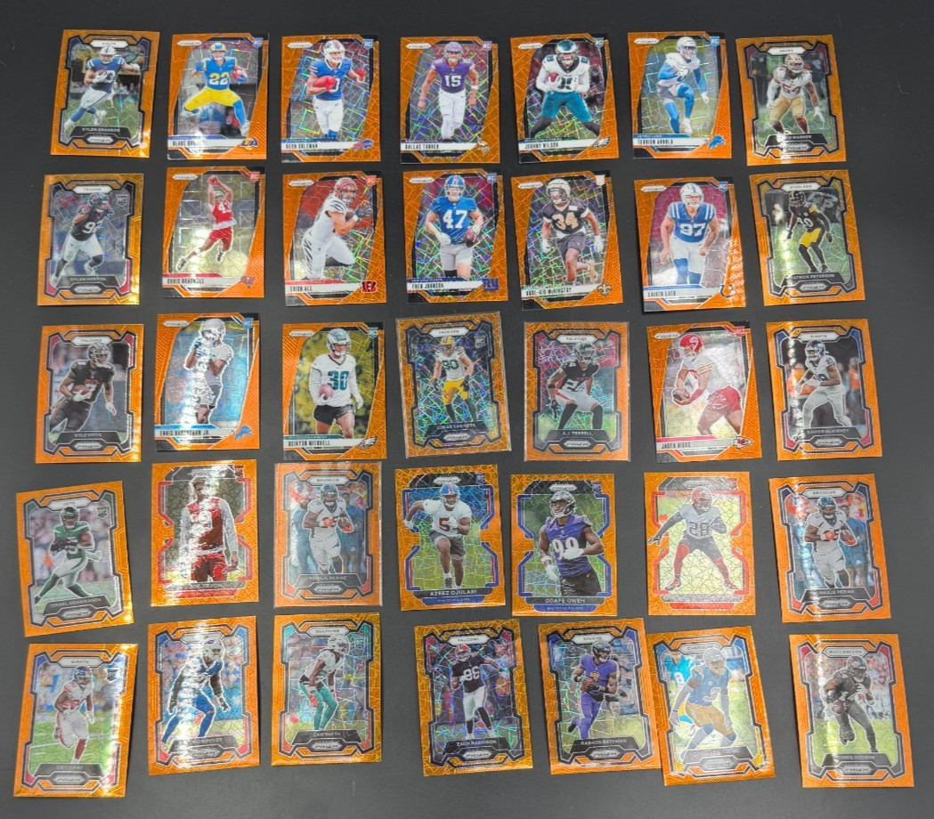 NFL Prizm Orange Lazer Lot Of 35 all in picture