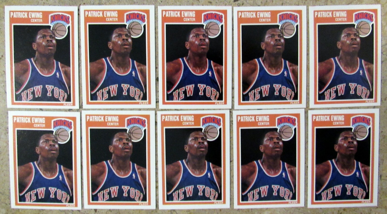 1989-90 Fleer #100 Patrick Ewing New York Knicks 10ct Basketball Card Lot 0801B