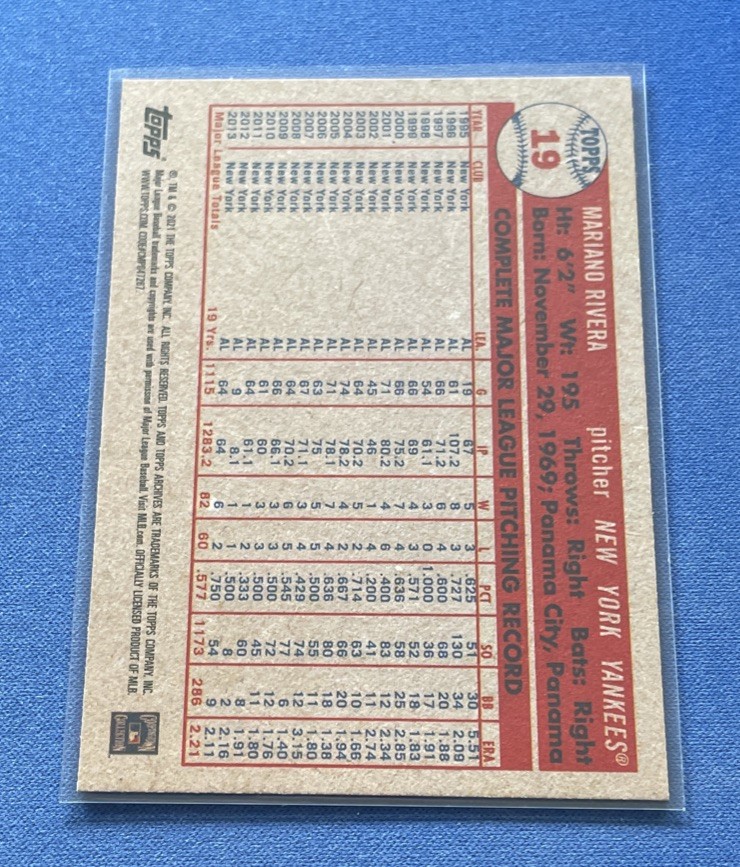 2021 Topps Archives 1957 Topps #19 Mariano Rivera New York Yankees