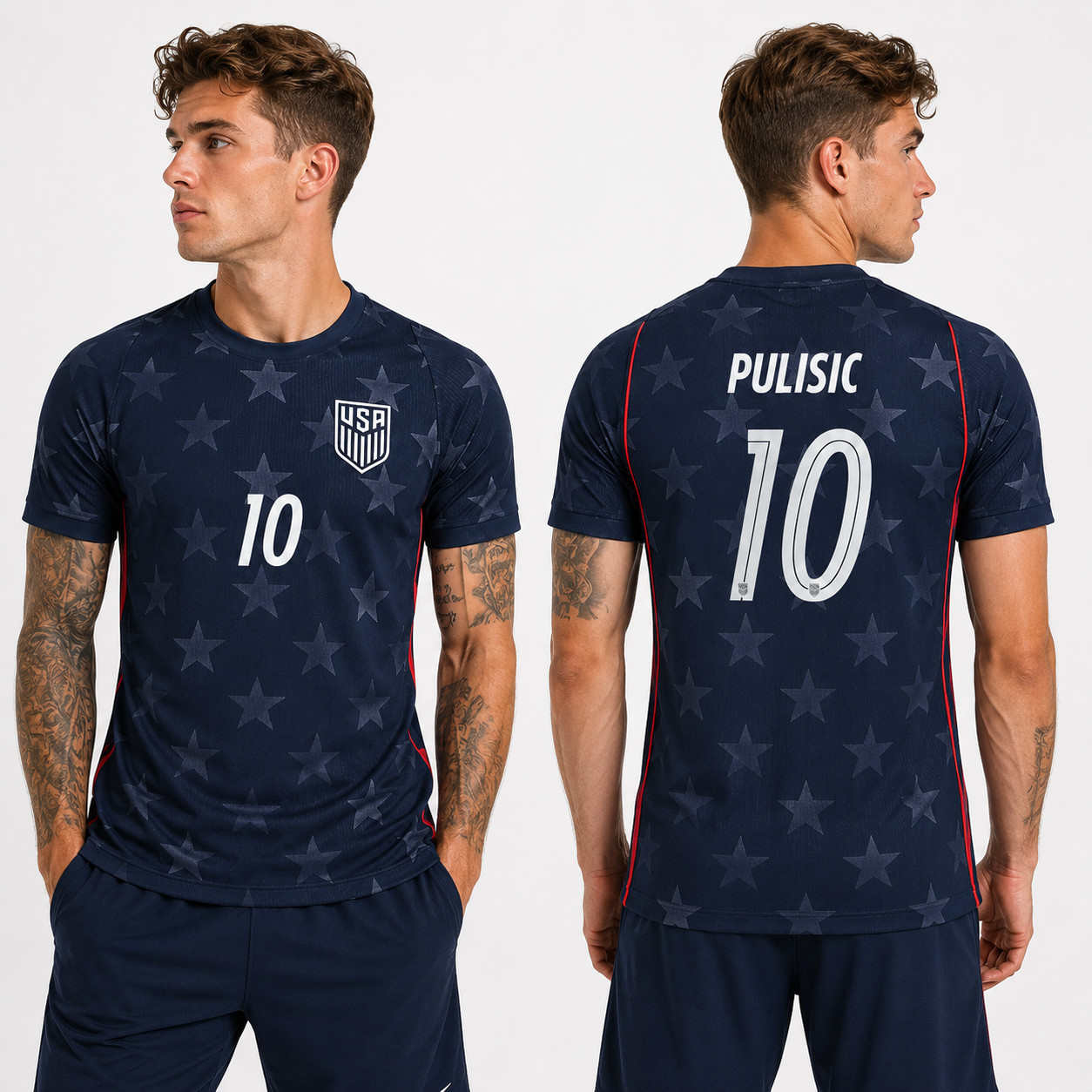 2026 Cup Red White Blue Patriotic US Soccer Customized Name Number Football Fans