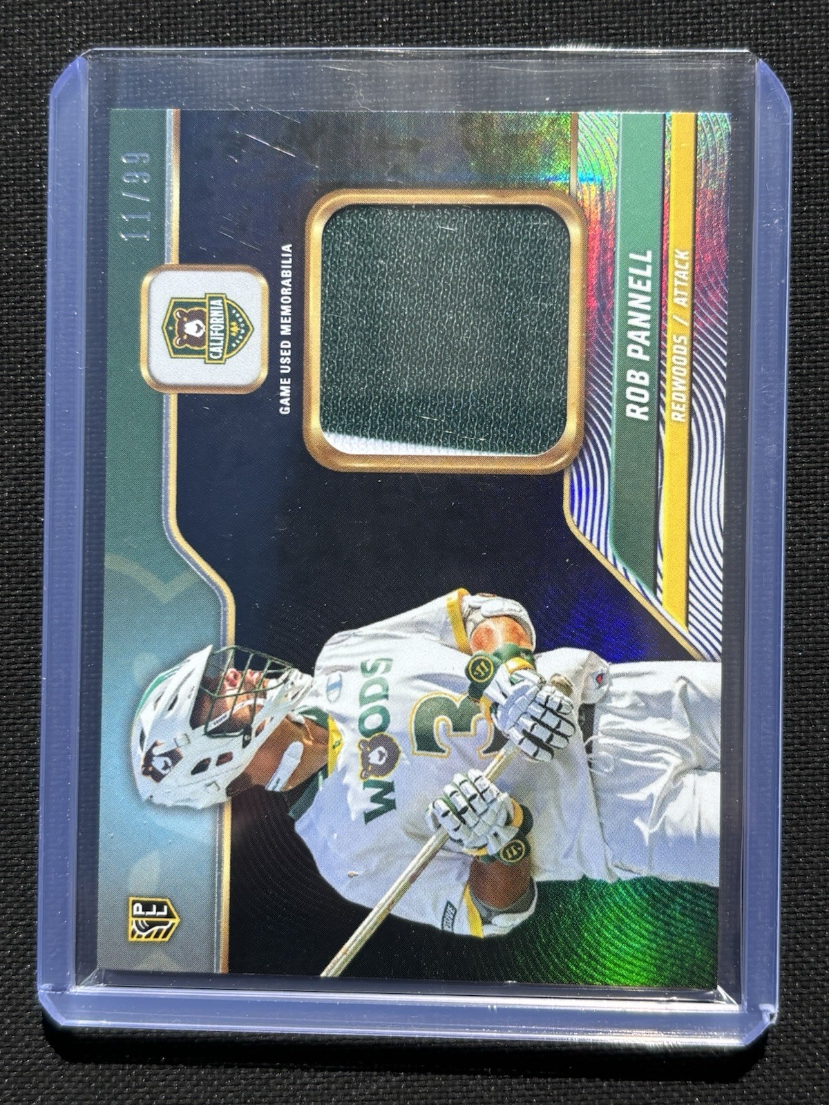 Rob Pannell 2 color 2024 Premier Lacrosse League PLL Game Used Jersey Card #/99
