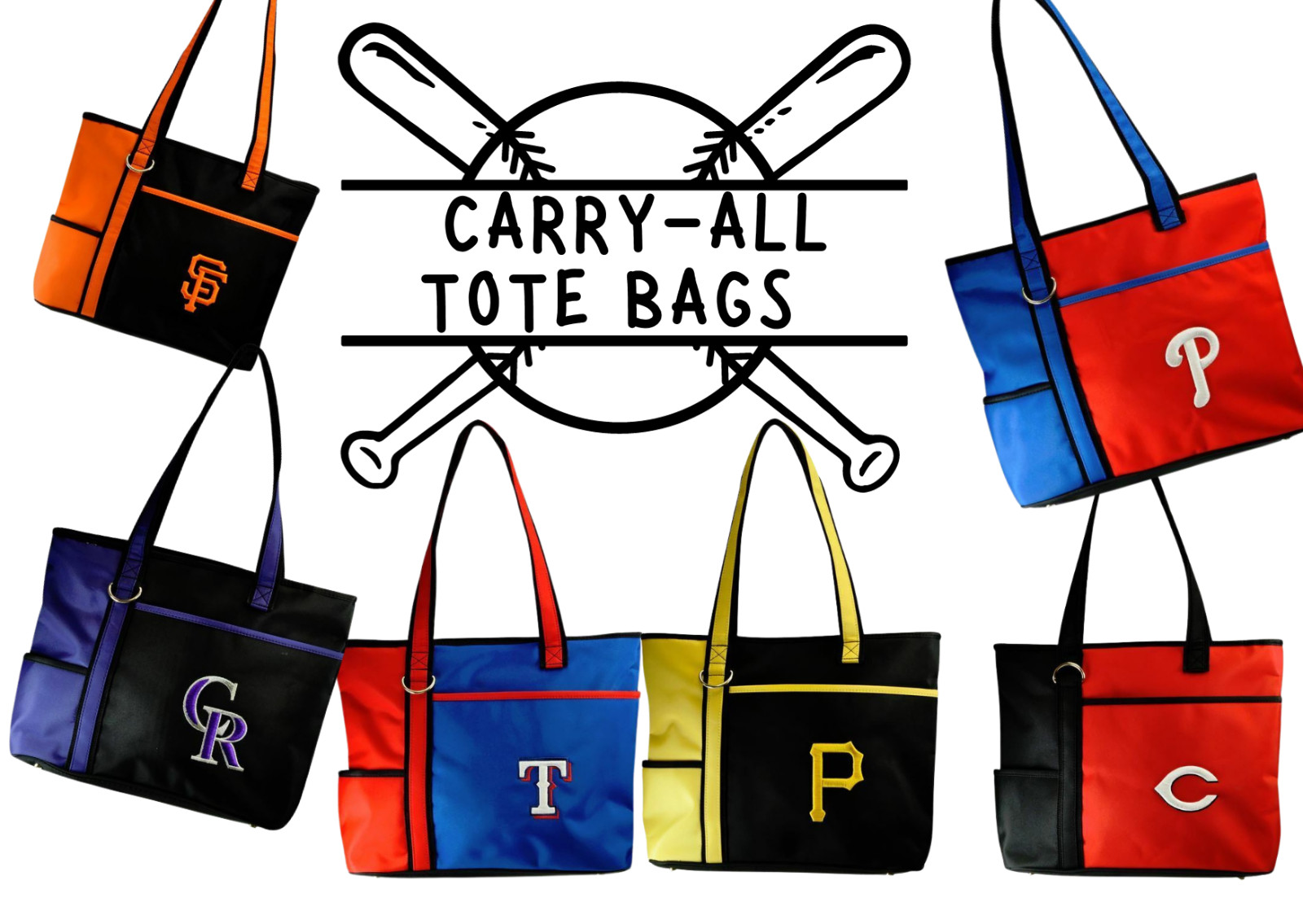 Texas Rangers MLB Tote Bag – Embroidered Logo White Sox Phillies Giants Rockies