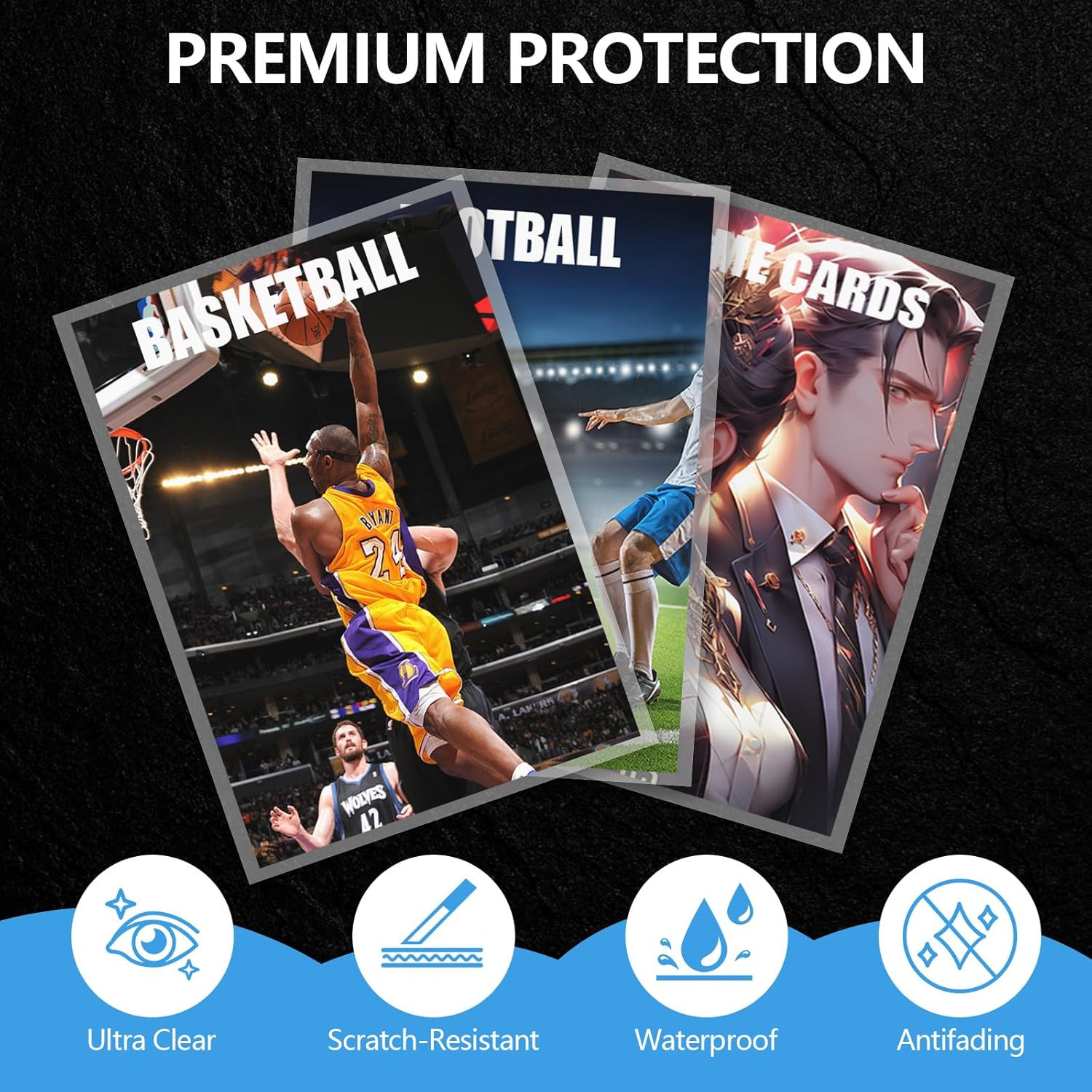 200Ct Card Sleeves, Penny Sleeves for Trading Cards, Pokemon Clear Card Sleeves,