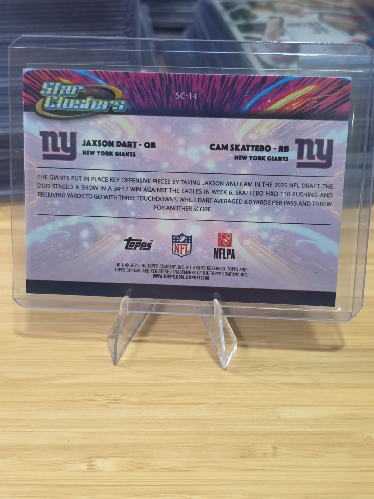 2025 Topps Cosmic Star Clusters Jaxson Dart, Cam Skattebo Rookies Giants