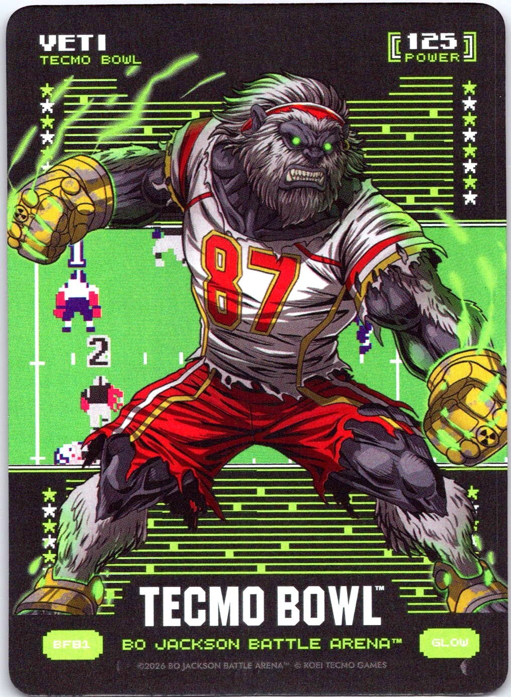 Bo Jackson Battle Arena Tecmo Bowl Yeti GLOW Battlefoil SP Travis Kelce