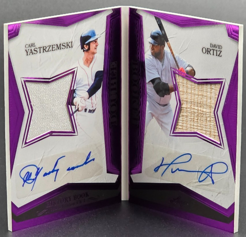 🔥 2025 Leaf History Book YAZ/ORTIZ Dual AUTO #1/8 PURPLE SSP 💎 Red Sox LEGENDS