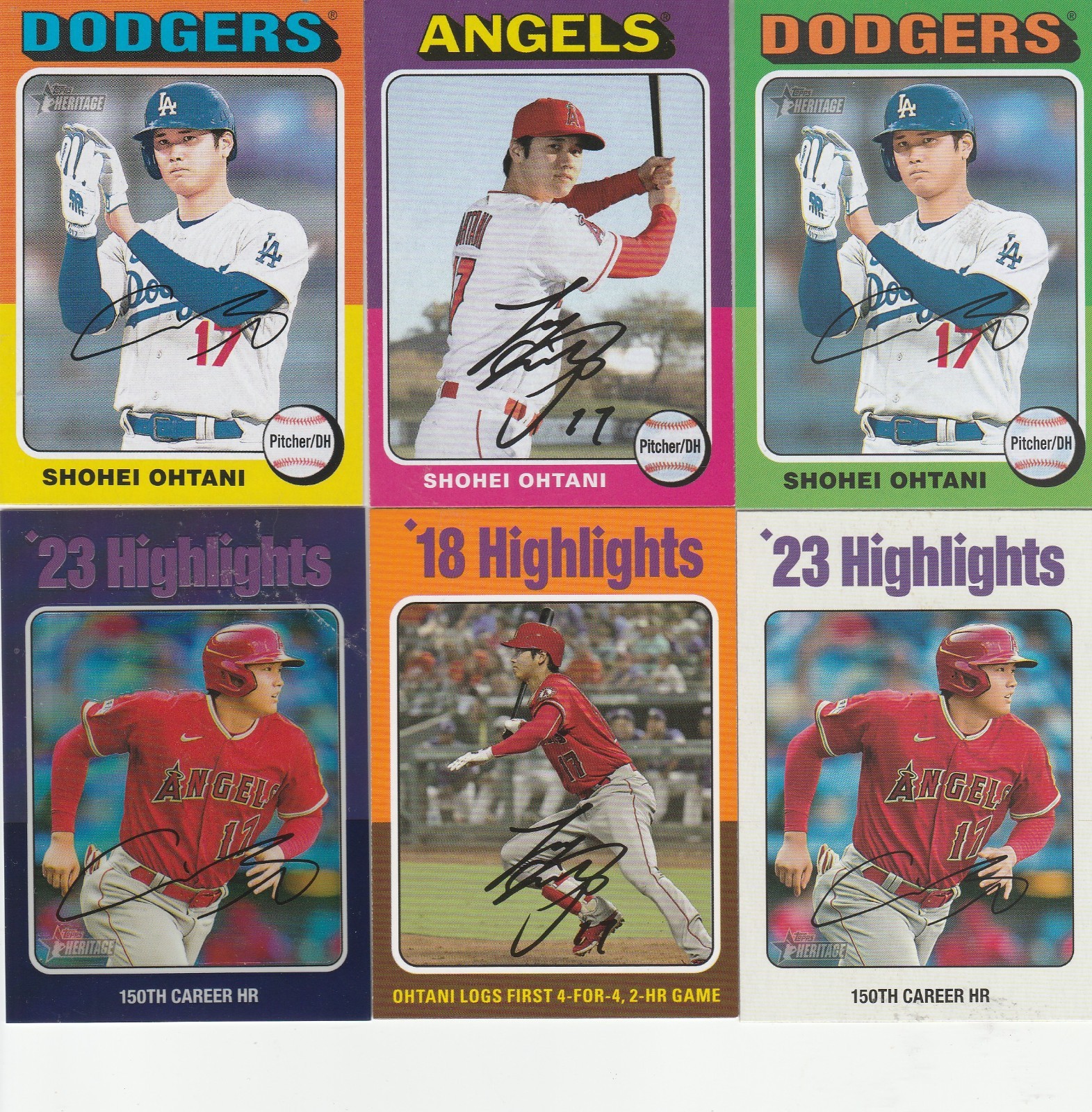 Shohei Ohtani Lot of 6 Cards Topps Heritage Parallels SP inserts angels dodgers