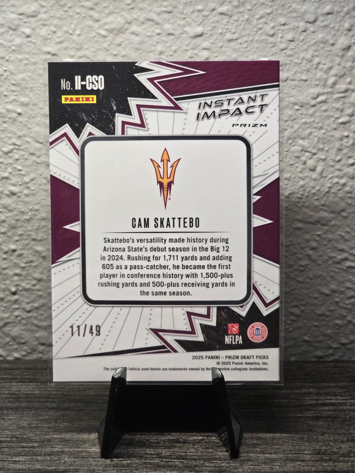 Rare 2025 Prizm Draft Picks Cam Skattebo Instant Impact Gold Shock RC 11/49