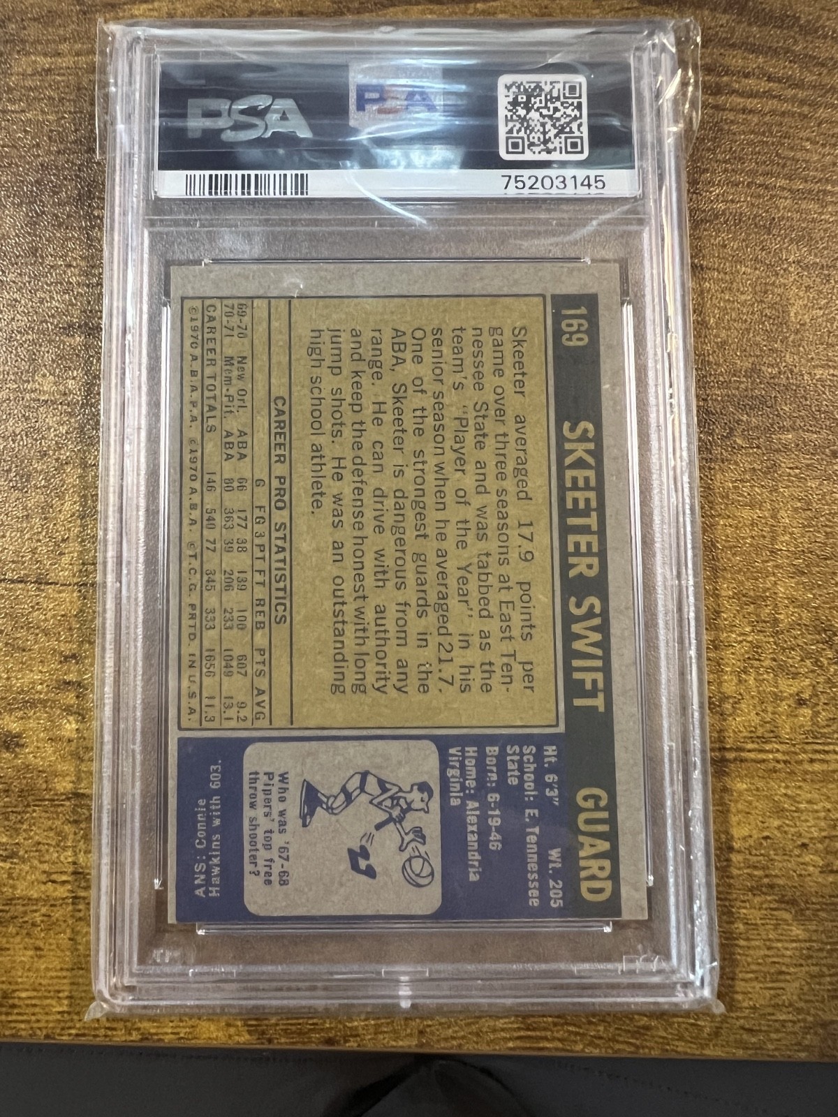 1971 Topps 169 Skeeter Swift PSA 7 Pittsburgh