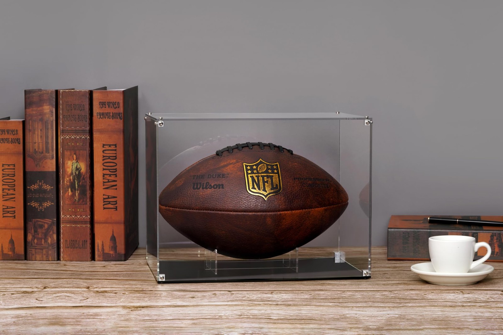 Clear Acrylic Football Display Case Assembly Memory Box Memorabilia 12x8x9 In