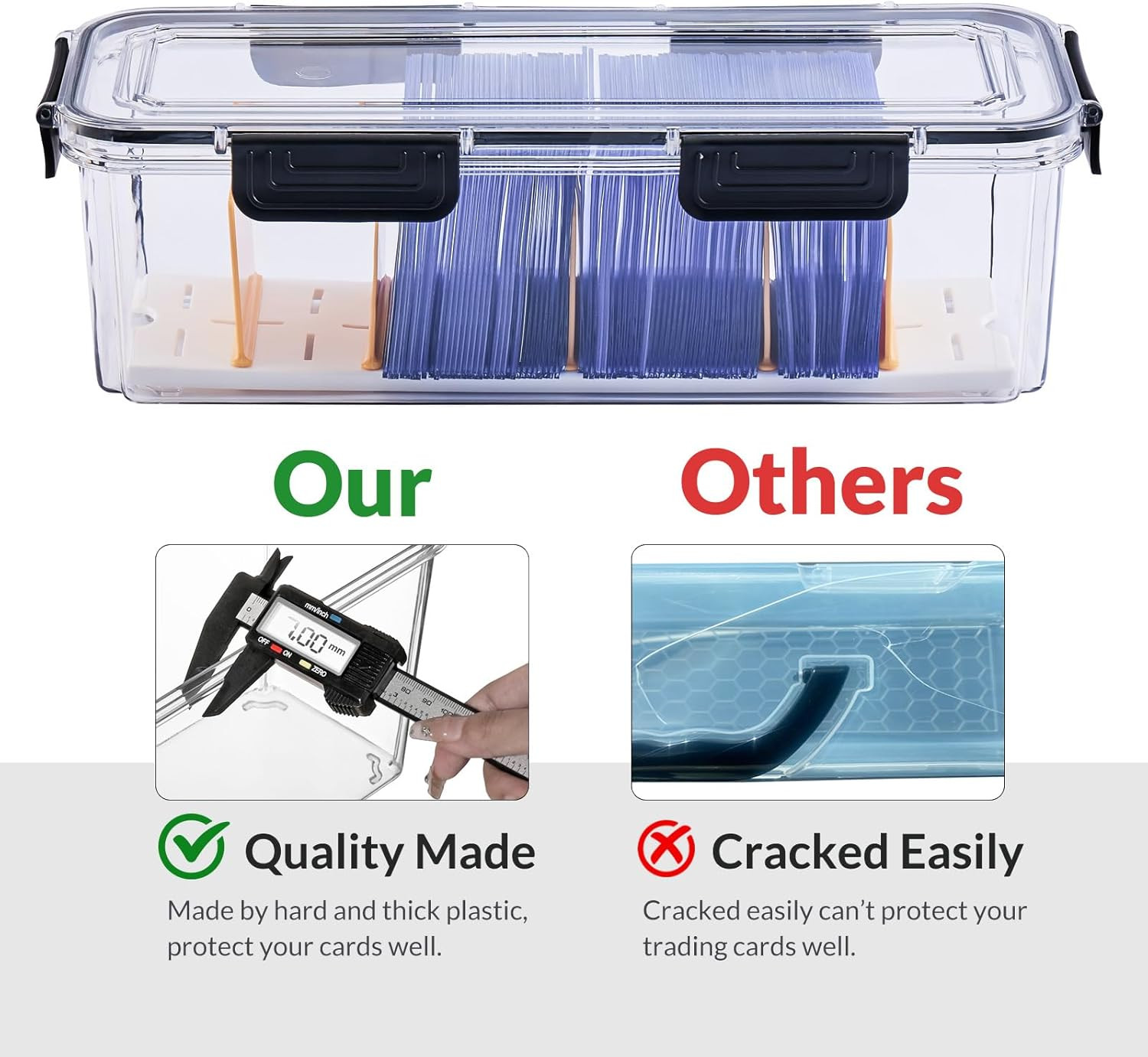 Toploader Storage Box Trading Card Storage Box with 5 Dividers 2 Pack