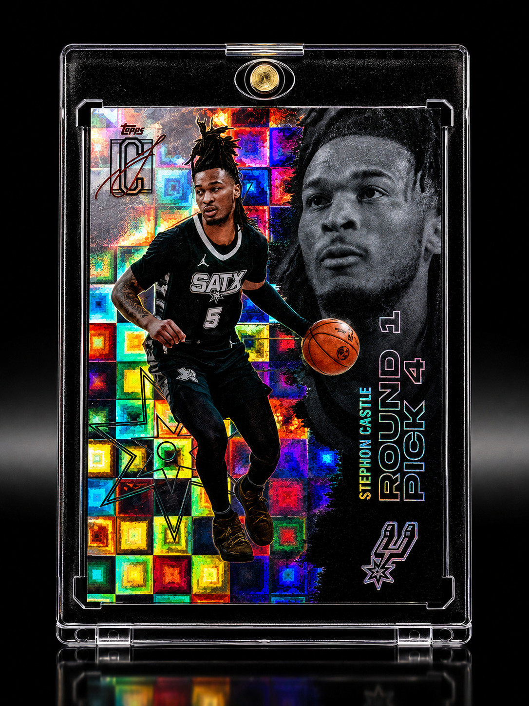 STEPHON CASTLE ROOKIE BLACK CHECKERBOARD REFRACTOR Squares Prizm 2024-25 Spurs