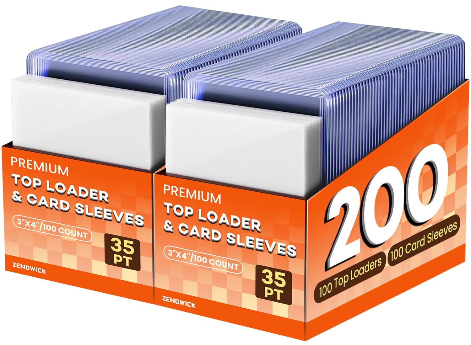 200 Card Sleeves Top Loaders for Cards, 3″ x 4″ Hard Plastic Toploaders, Base…