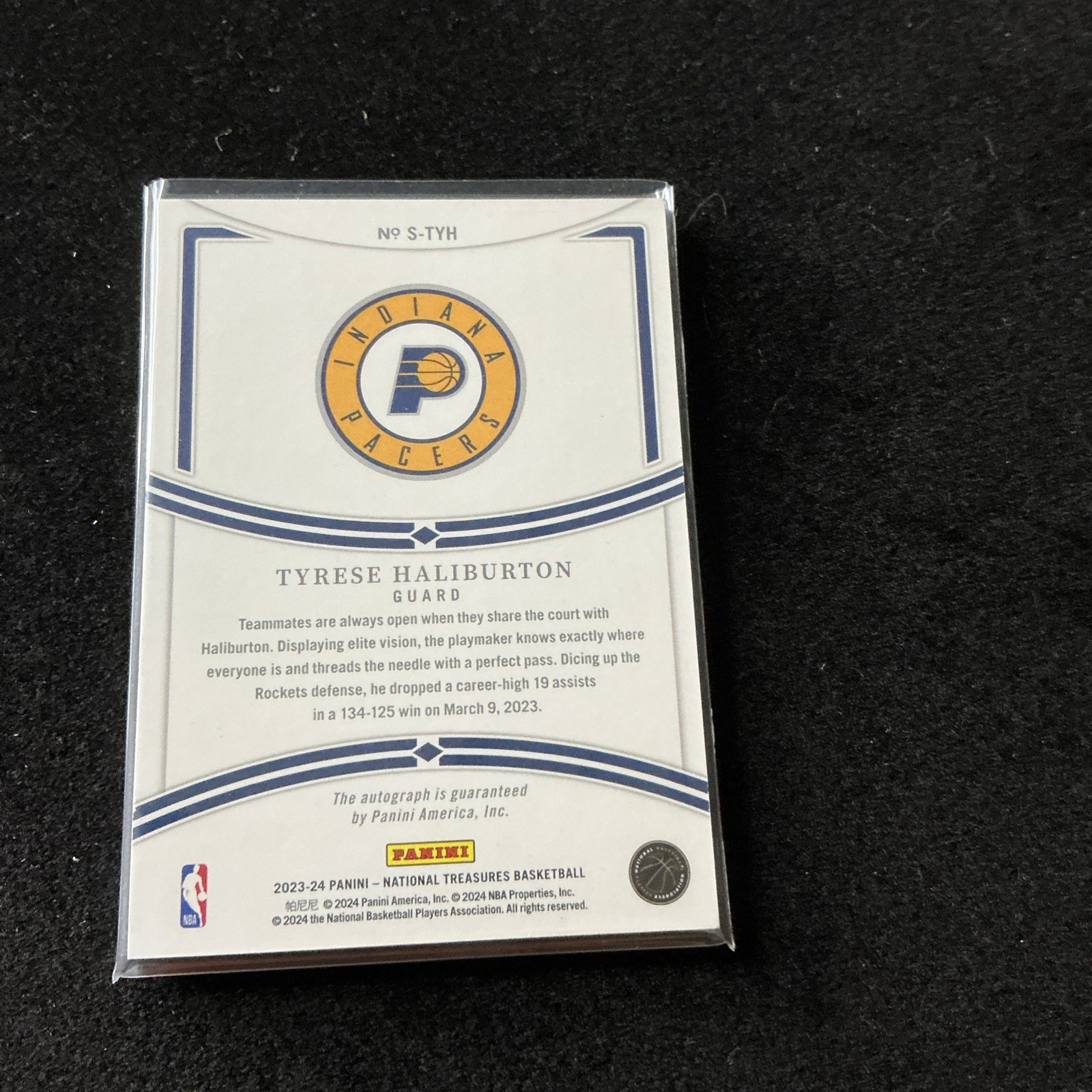 TYRESE HALIBURTON 2023-24 PANINI NATIONAL TREASURES #S-TYH AUTO GOLD 06/10