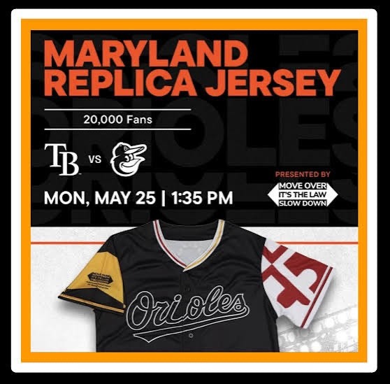 2026 Baltimore Orioles Maryland Flag Baseball Jersey Size Adult XL 5/25/26 SGA