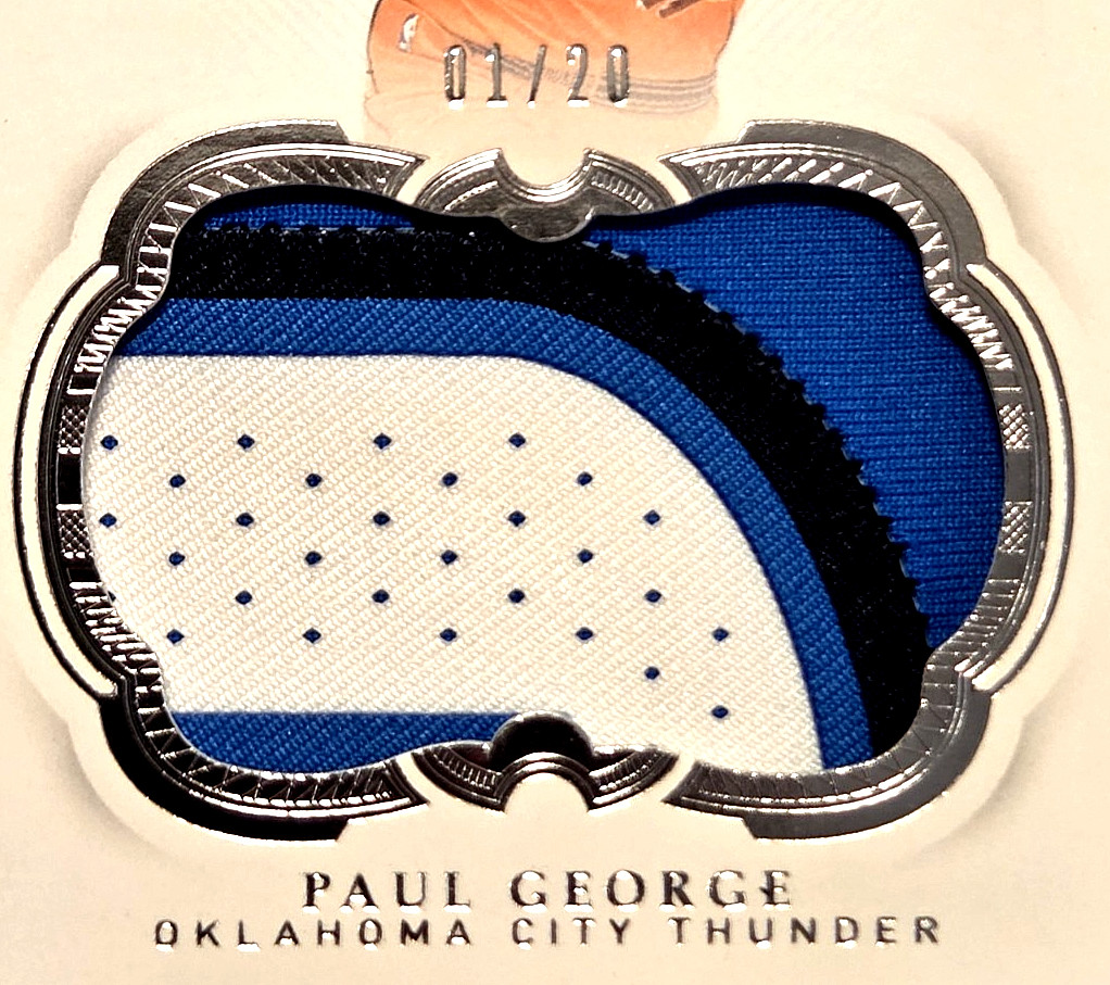 PAUL GEORGE 2018 Panini Flawless Patches {GAME WORN – BOOKEND 1/20}; sent in mag