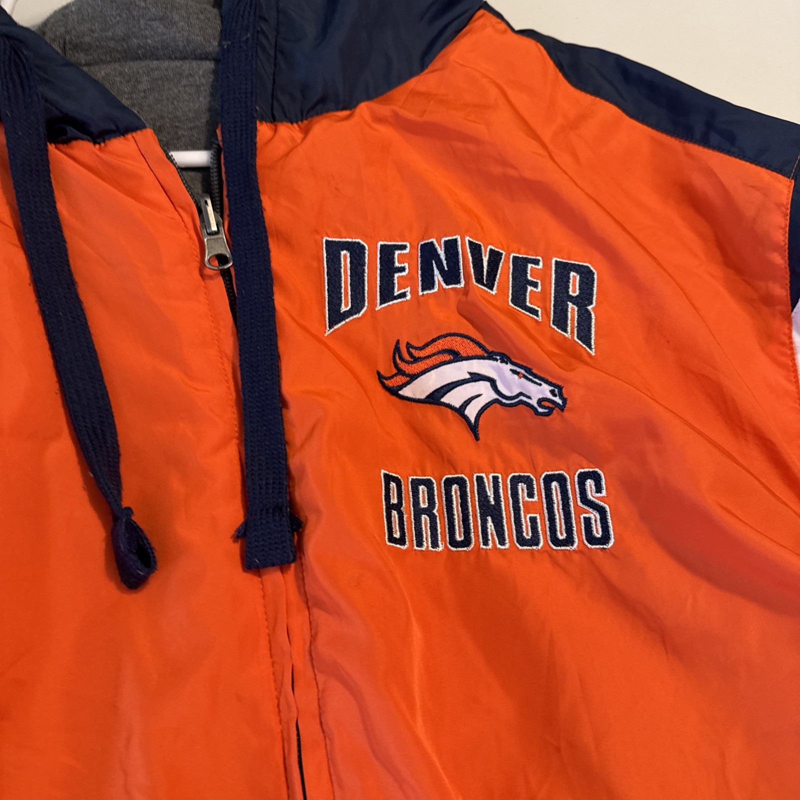 NWOT Men’s 3XL GIII NFL Denver Broncos Reversible Orange & Gray Hoodie Jacket