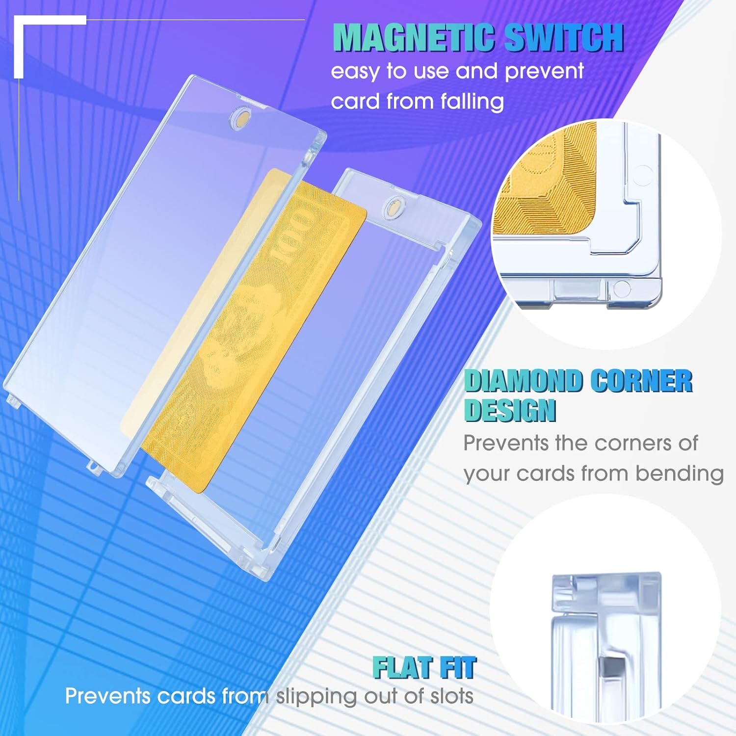 5Pack Magnetic Trading Sports Card Holders 130Pt One-Touch UV Protection Case US