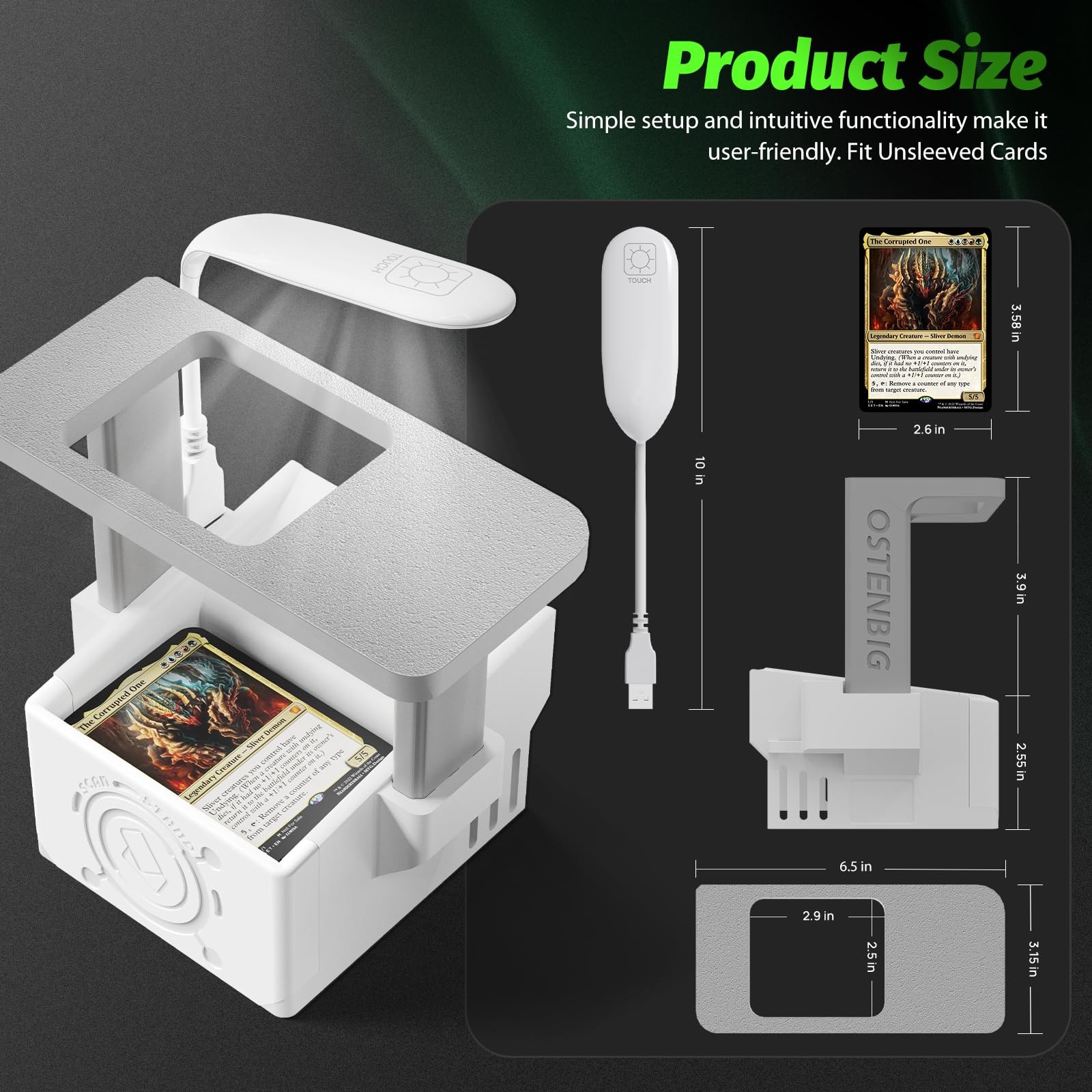 Card Scanner Pro for Trading Cards – MTG & TCG Card Scanner Stand with LED Light