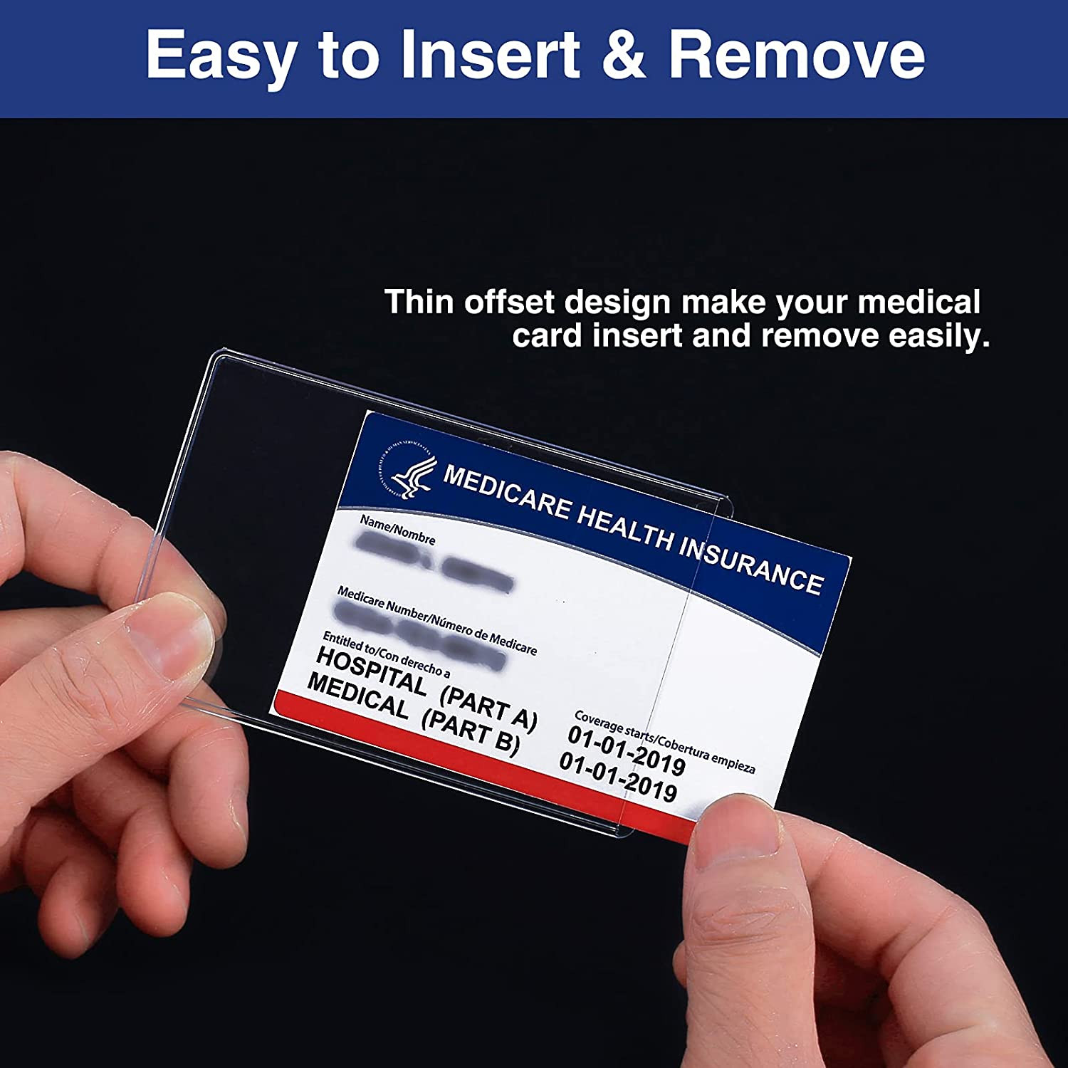 5 Pack New Medicare Card Holder Protector Sleeves, 12Mil Clear PVC Soft Water Re