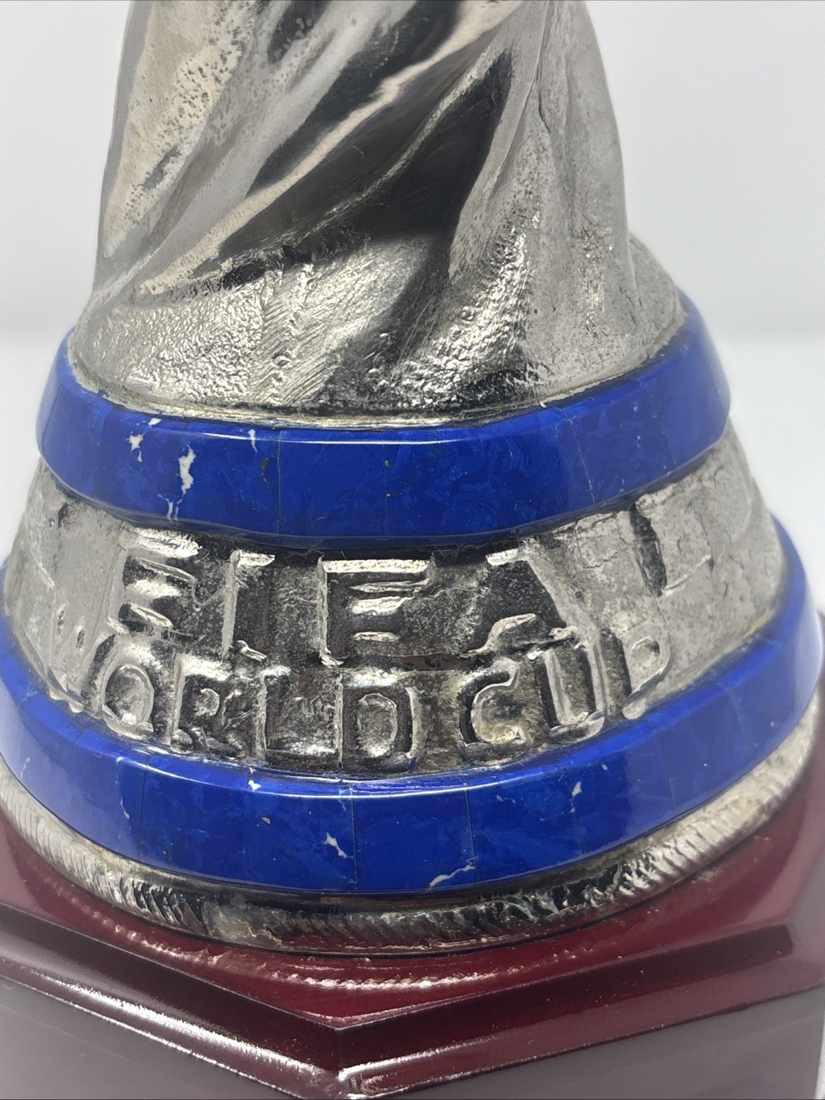 Cool Silver Tone Metal FIFA World Cup Replica Trophy On Custom Pedestal 17” High