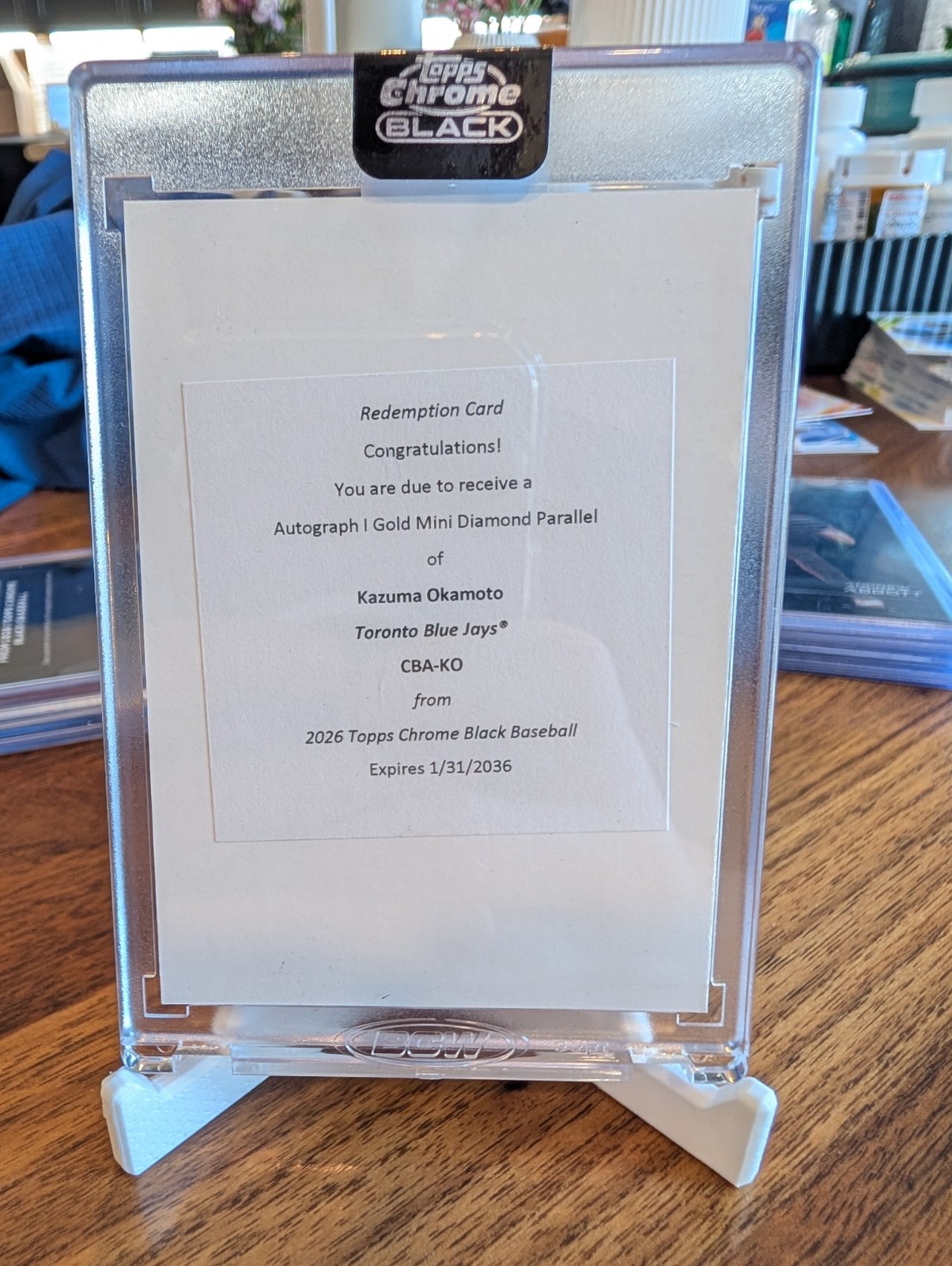 2026 Topps Chrome Black Kazuma Okamoto Gold Mini Diamond #/50 Auto RC Redemption