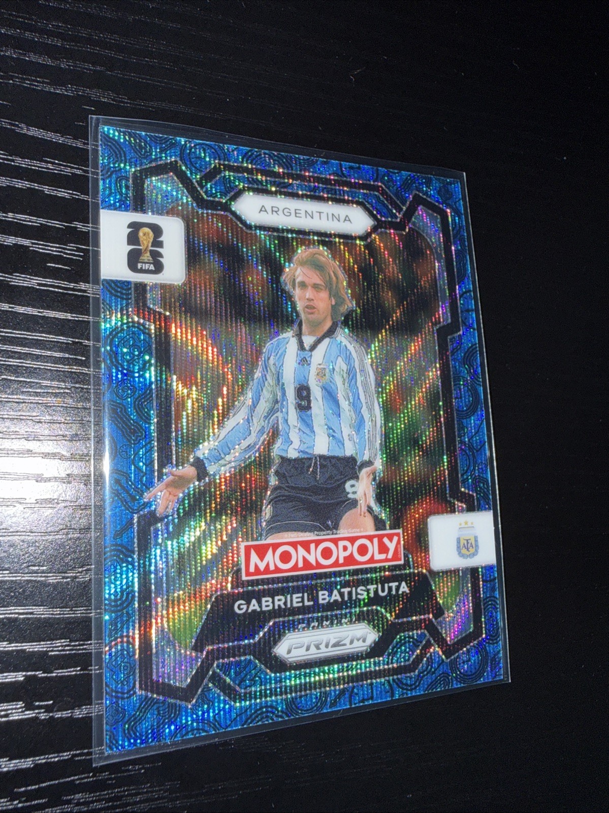 Gabriel Batistuta 2026 Panini Prizm World Cup Monopoly #4 Four Corner Blue Wave