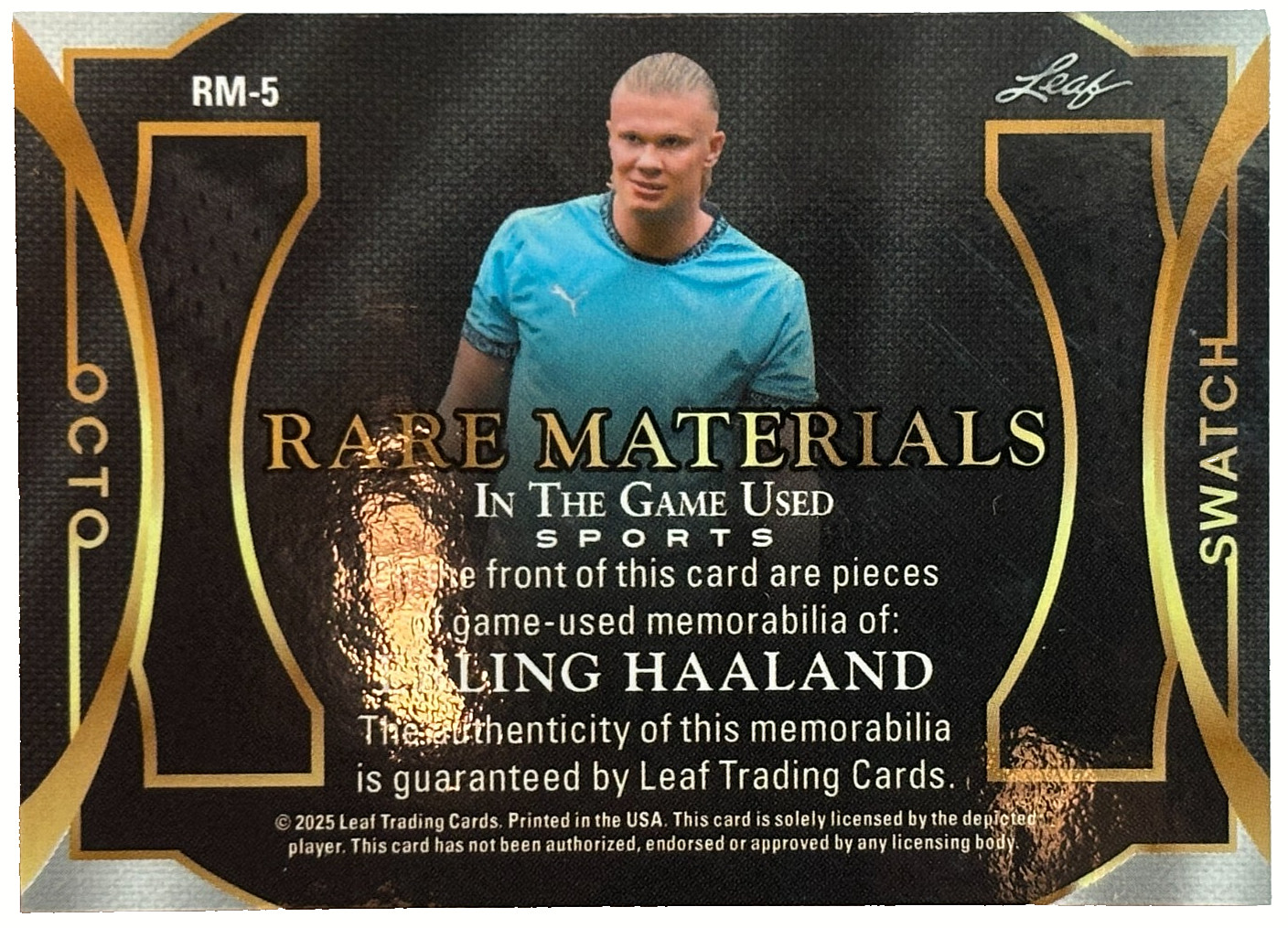 2025 Leaf In The Game Used Jersey Erling Haaland #/35 Rare Materials Octo Swatch