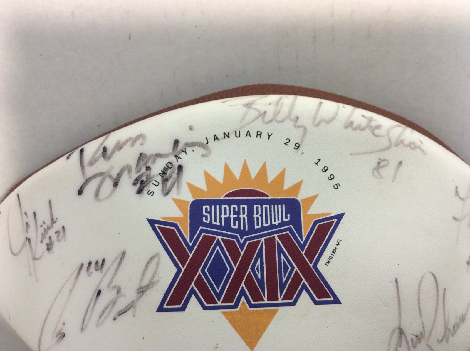 XXIX FOOTBALL multi-signed Auto by 8 Players KEN STABLER, FLOYED LITTLE, JSA COA