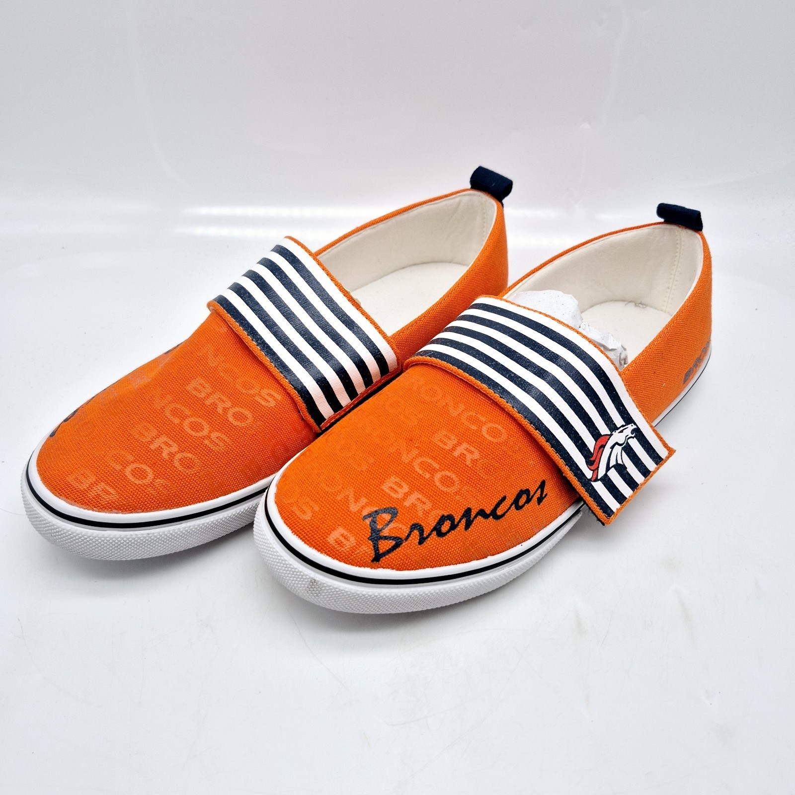 Denver Broncos NFL Womens Slip On Shoes Size 8.5 Flap Orange New