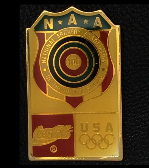 National Archery Association~Olympic Pin Badge~NAA~USA~Sponsor~Coca Cola~Coke