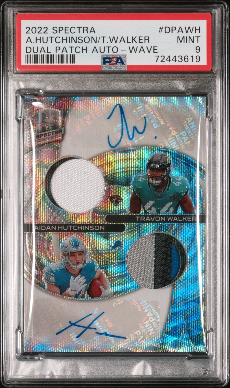 2022 Panini Spectra Dual Patch Autographs Aidan Hutchinson, Travon Walker #7/16