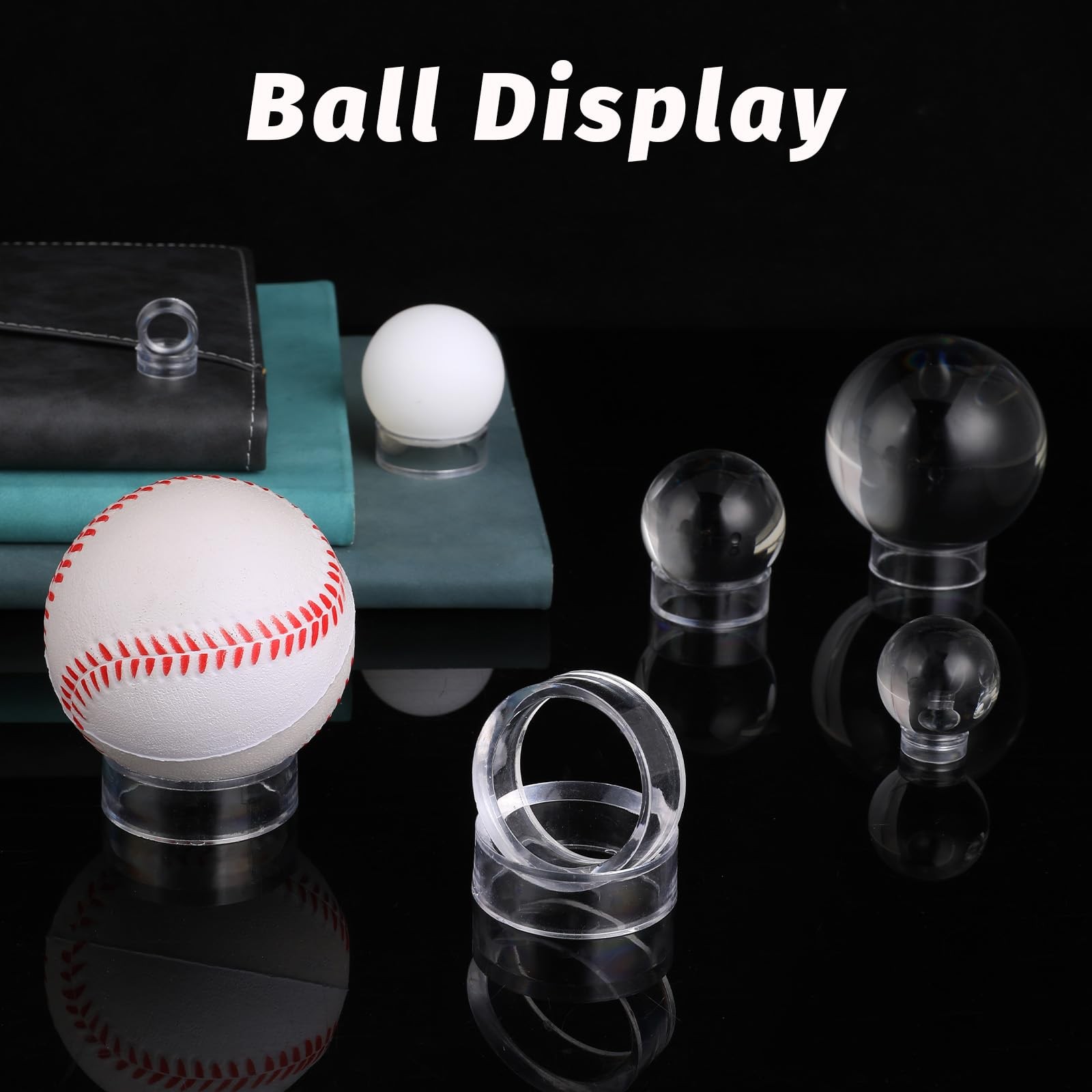 9Pcs Baseball Stand, Clear Ring Ball Sphere Stand, Softball Display Holder, R…