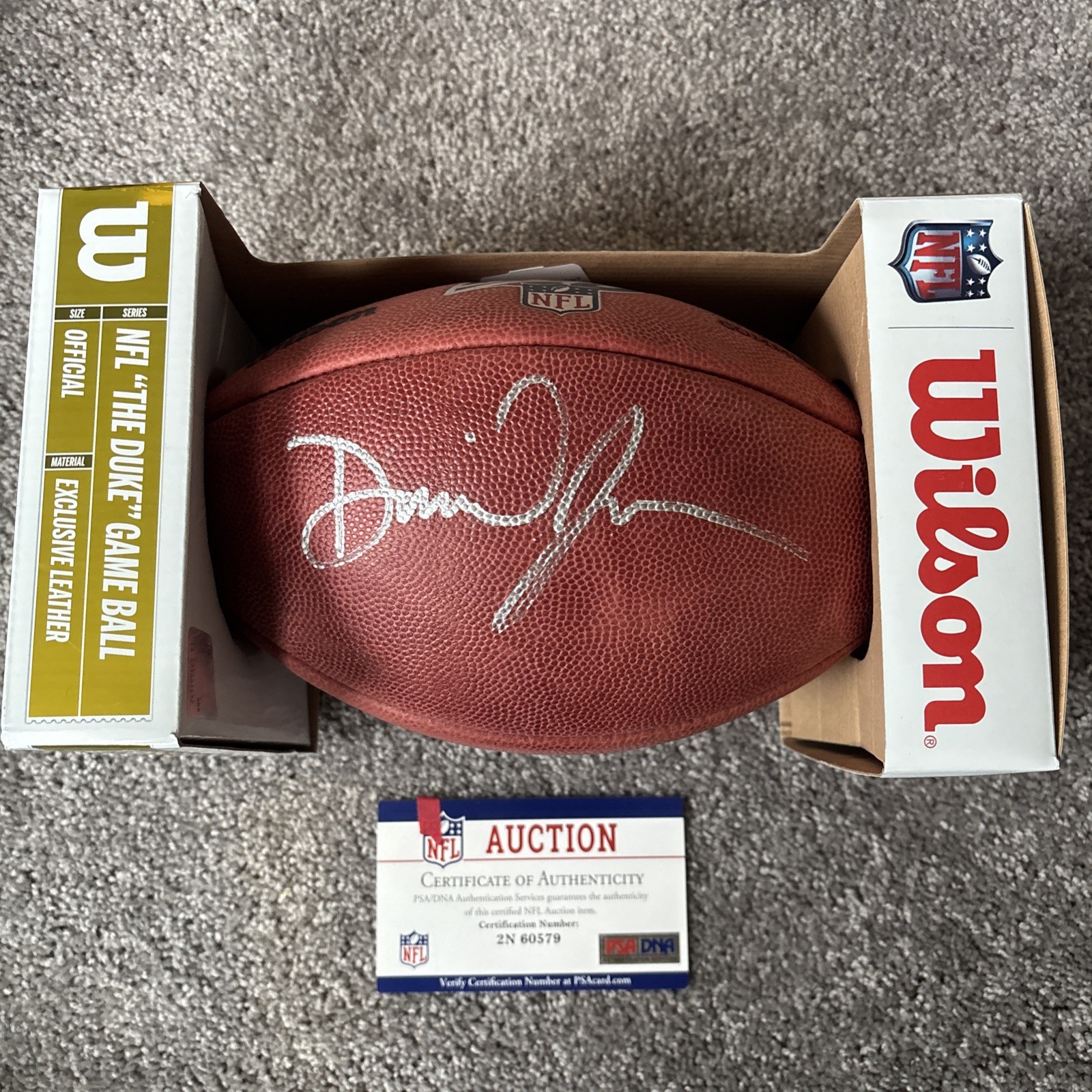 Daniel Jones NFL Colts QB Autographed Authentic Wilson NFL Football With COA