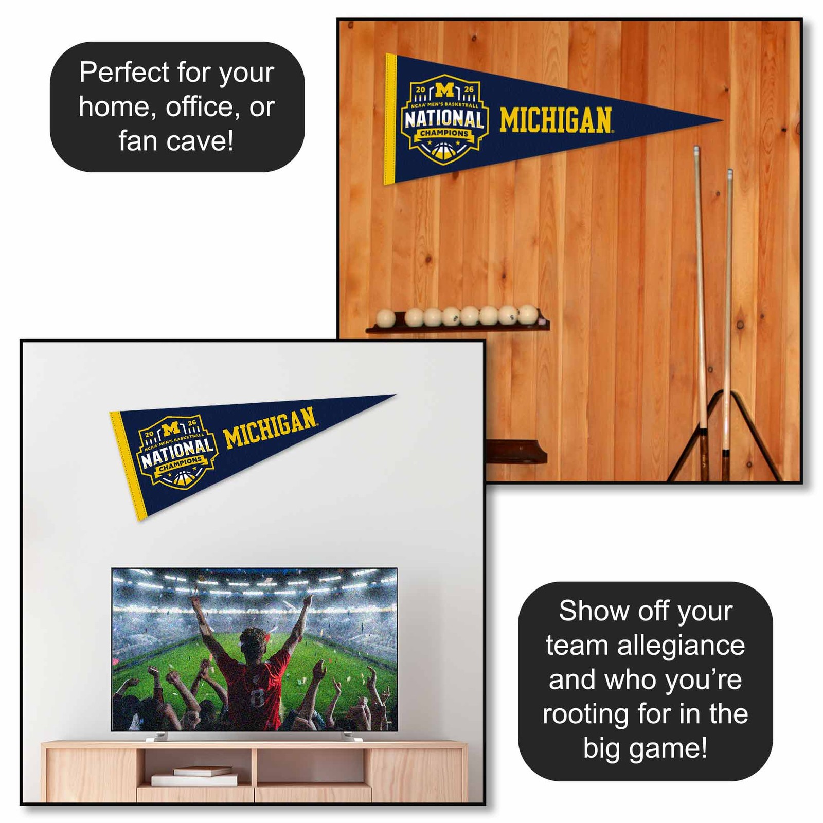 Michigan Team University Wolverines 12 in X 30 in Basketball National Champions
