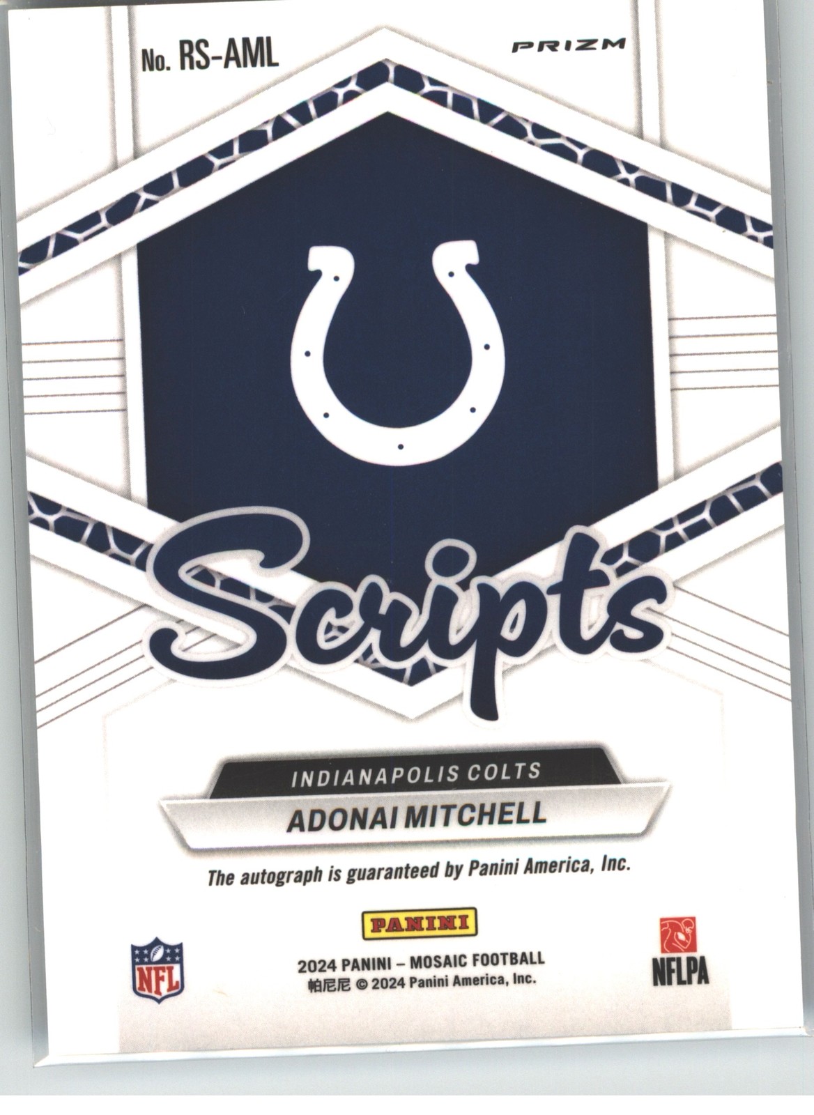 2024 Panini Mosaic #RS-AML Adonai Mitchell Rookie Scripts