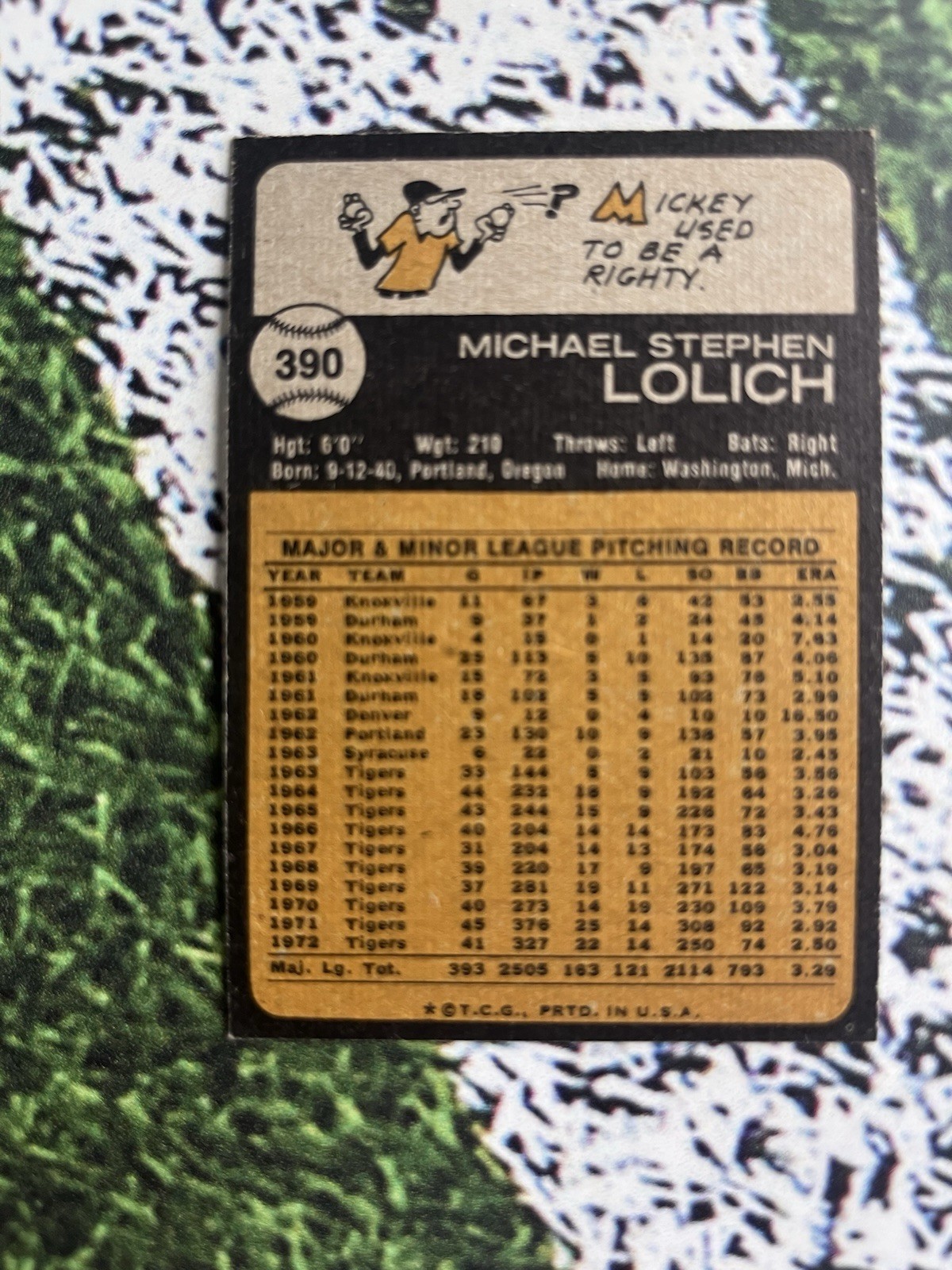 1973 Topps Baseball Mickey Lolich #390 Detroit Tigers EX Low Shipping