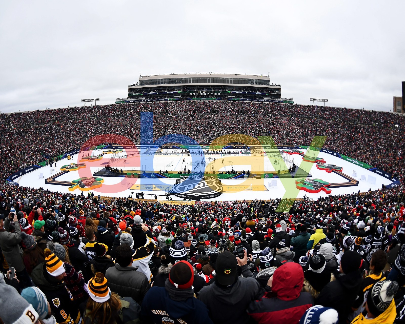 Boston Bruins vs Chicago Blackhawks 2019 Winter Classic Stadium 8×10 NHL Photo