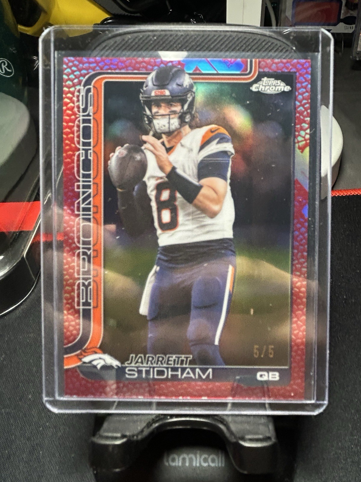 2025 Topps Chrome Jarret Stidham Football Parallel Red 5/5 Book End