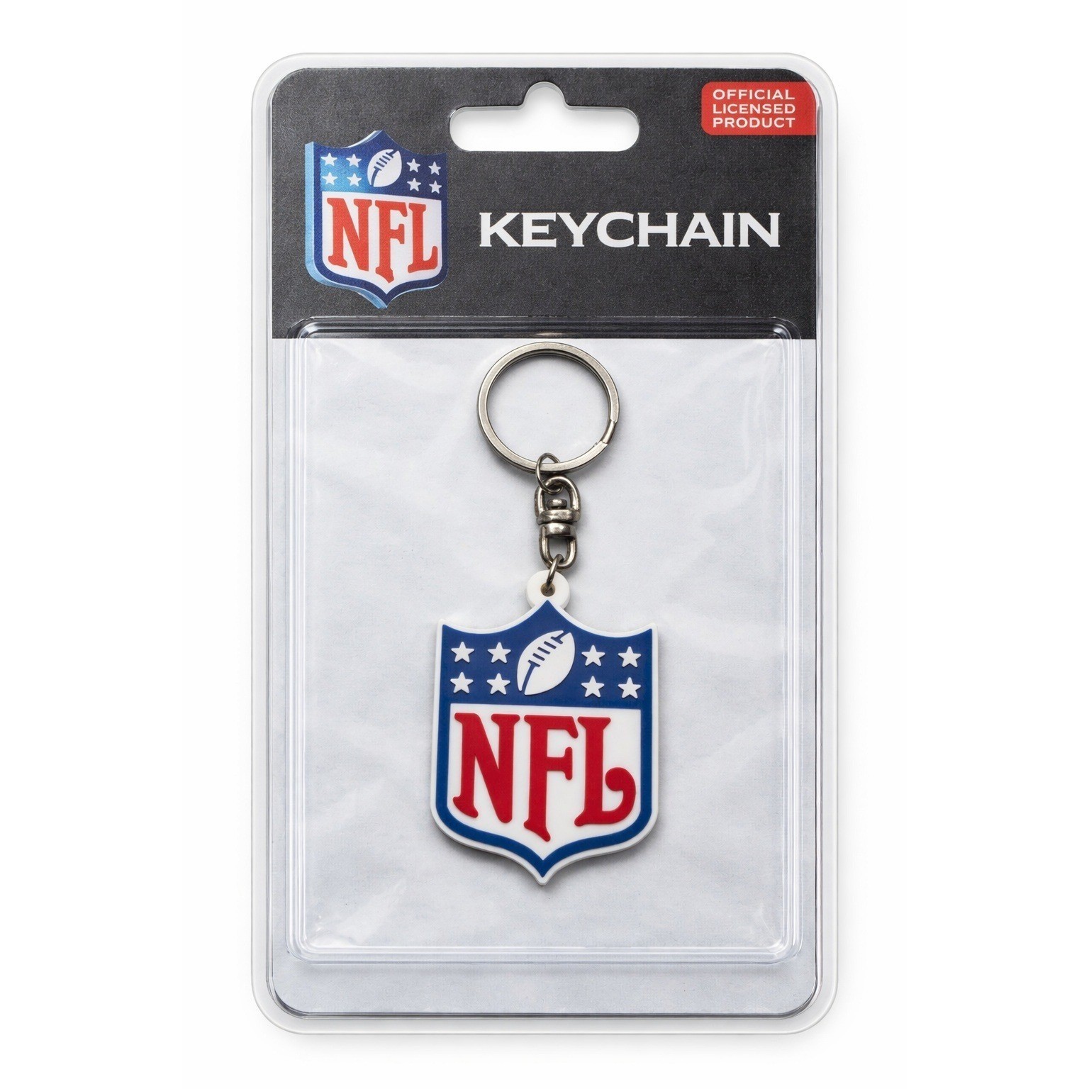 NFL Shield Logo Keychain Official Licensed Product Red White Blue Rubber PVC NEW