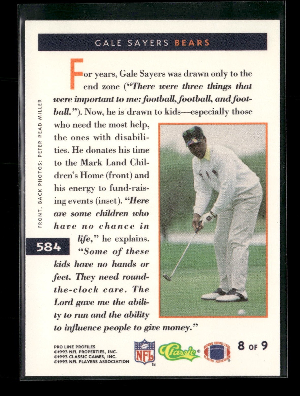 1993 Pro Line Profiles #584 Gale Sayers Chicago Bears