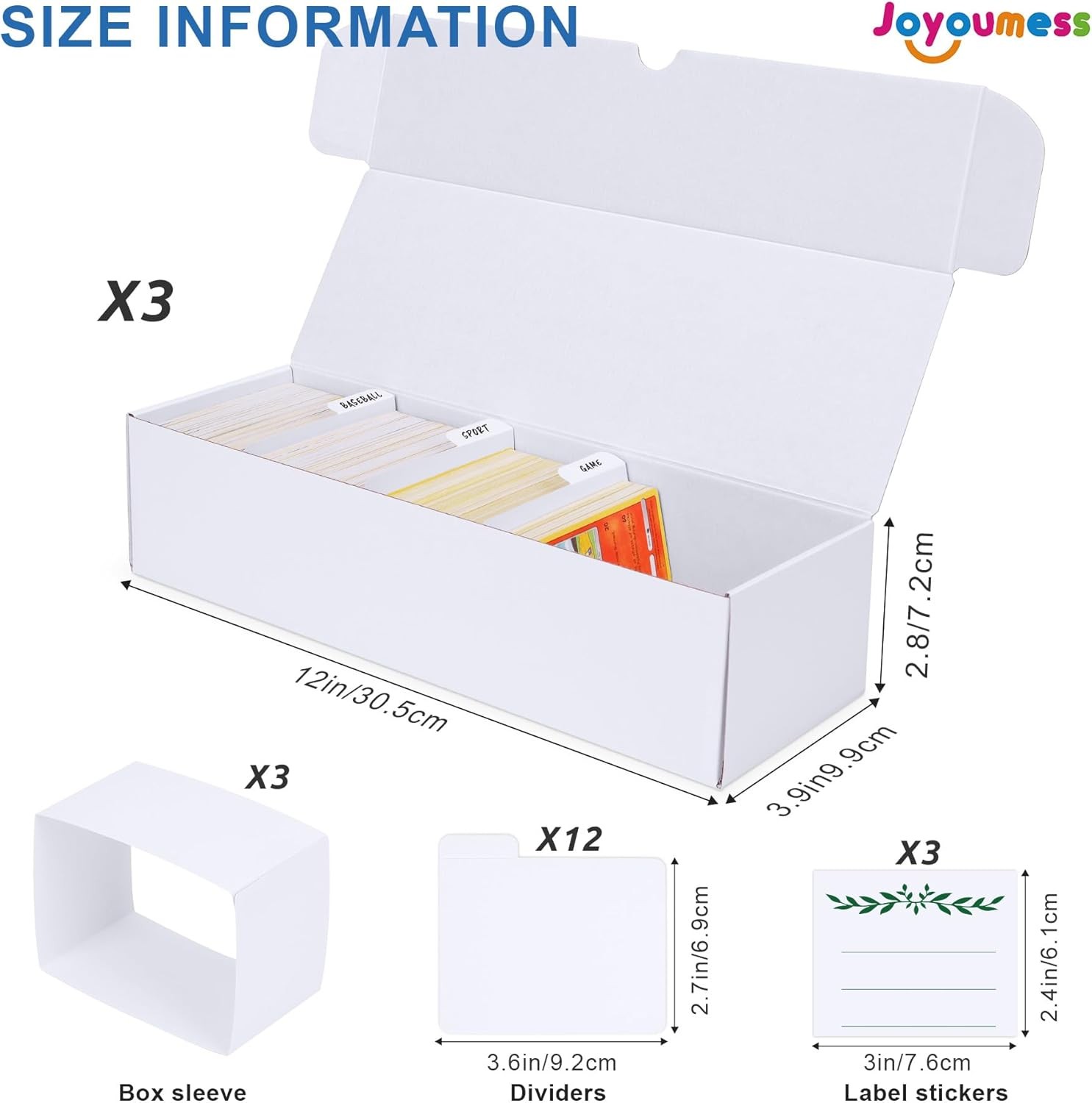 Trading Card Storage Box, Cardboard Storage Boxes with Dividers – 3 Pack