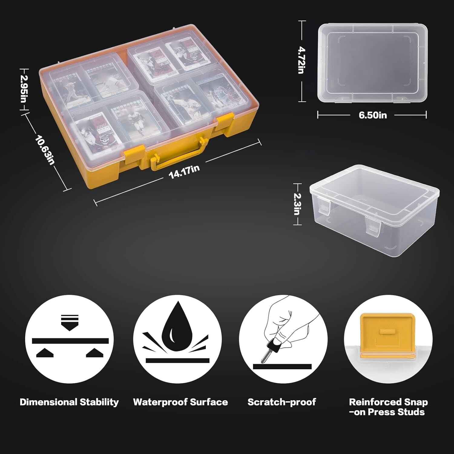 Alcyon 1600+ Baseball Card Storage Box Sports Cards Holder Organizer Yellow