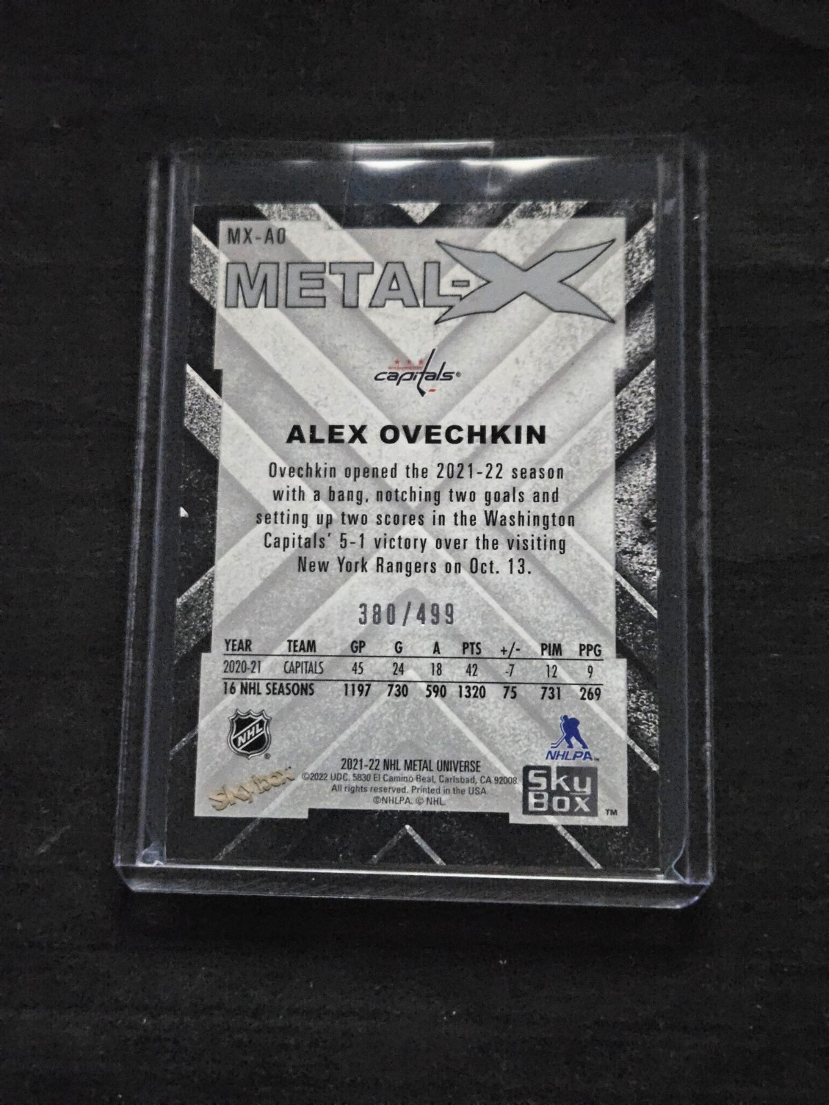 2021-22 Skybox NHL Metal Universe /499 Alexander Ovechkin METAL X #MXAO Case Hit